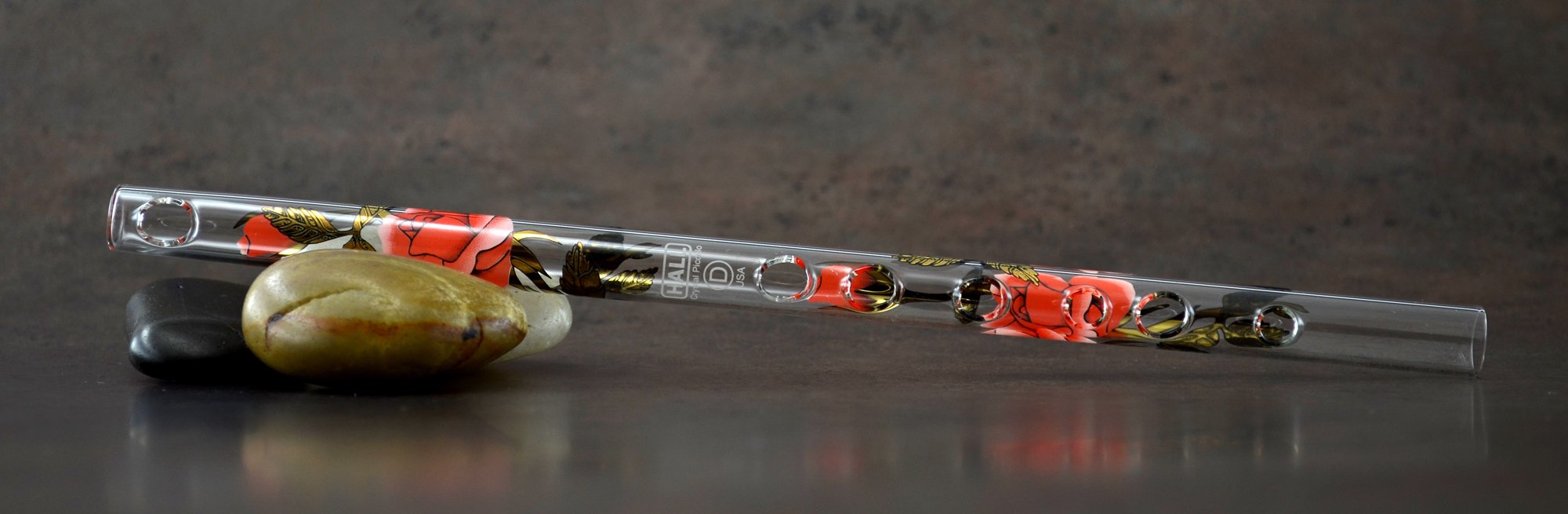 Hall Crystal Flute 11014   Inline Glass Piccolo In D   Rose/Gold