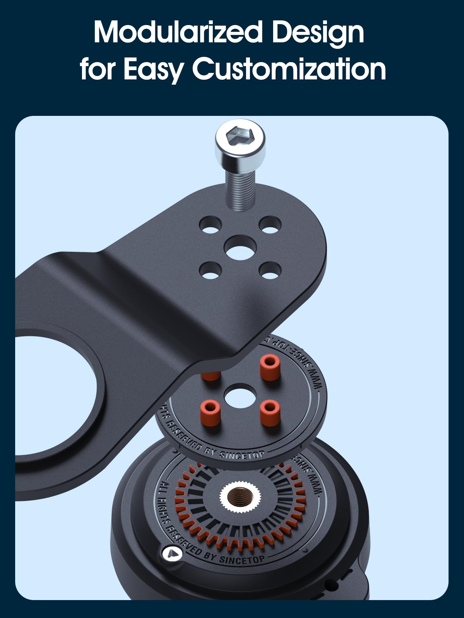 Sincetop Bike Phone Mount - Mountain Bicycle Stem Phone Holder - Series Q [ Quad ] - Quick Lock & Release - Aluminum Handlebar C