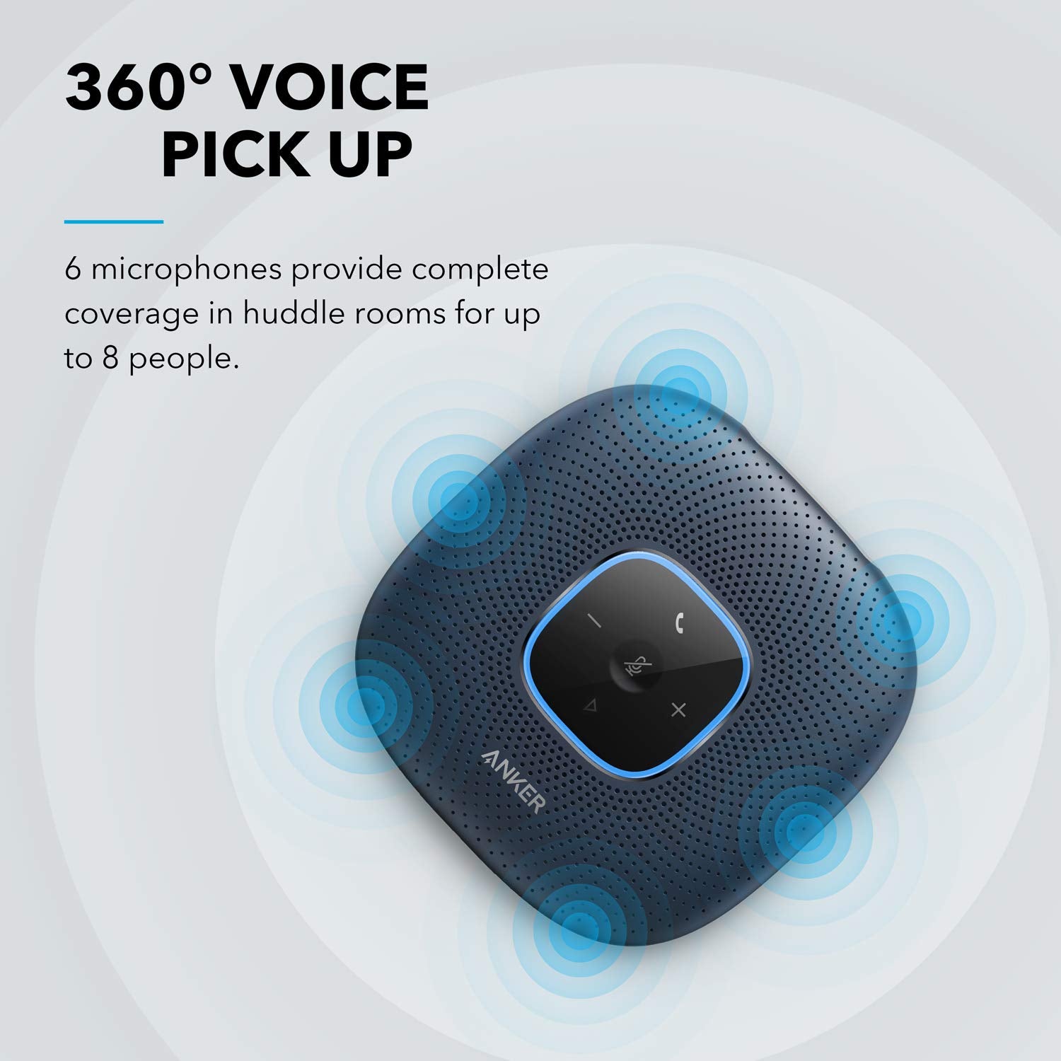 Anker Powerconf Bluetooth Speakerphone, Enhanced Voice Pickup, 6 Mics, Bluetooth 5, 24H Call Time, Zoom Certified, Usb C, Compat