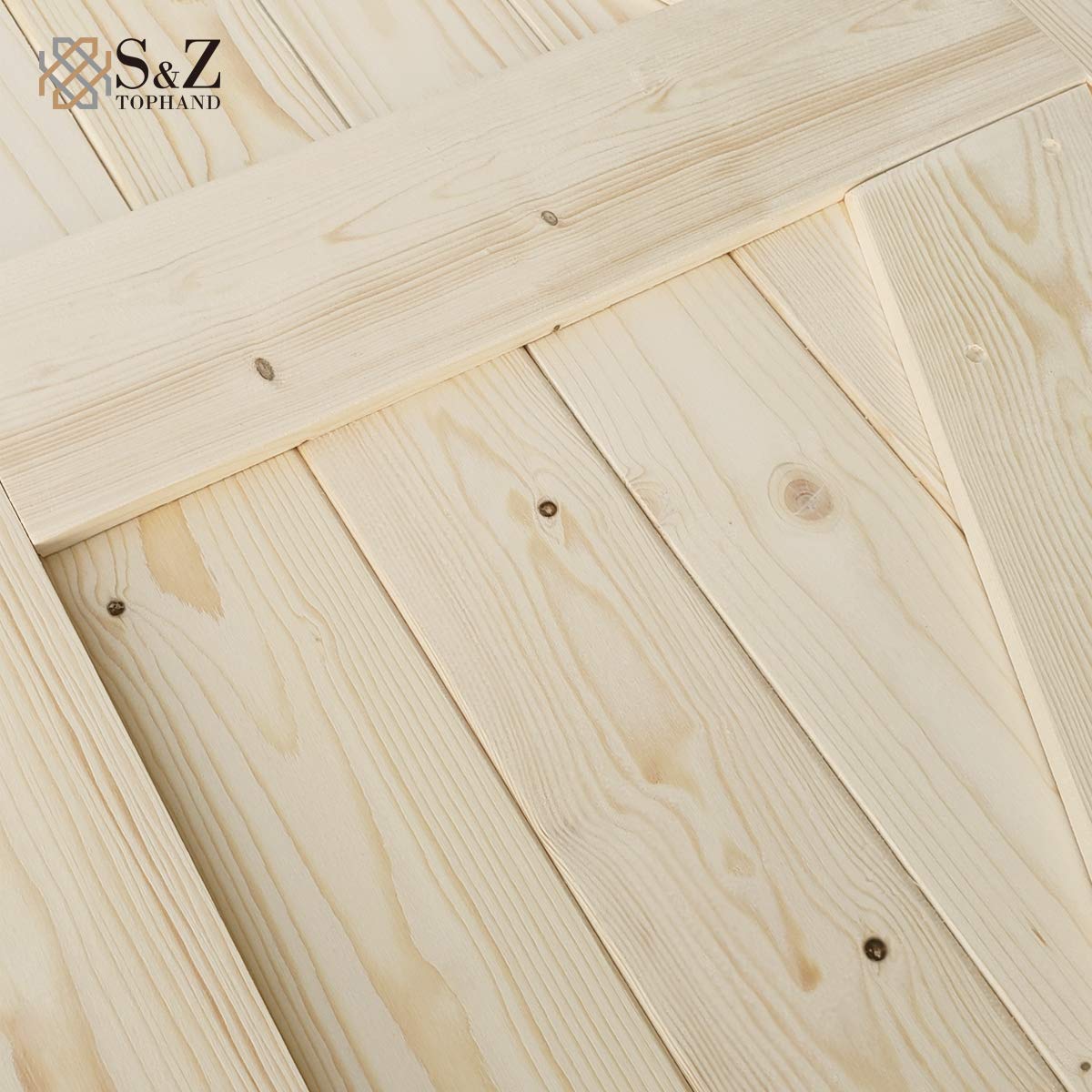 S&Z Tophand 60In X 80In Barn Door, 20-60 In Unfinished British Brace Barn Door/Modern Style/Solid Wood/Simple Assembly Is Requir
