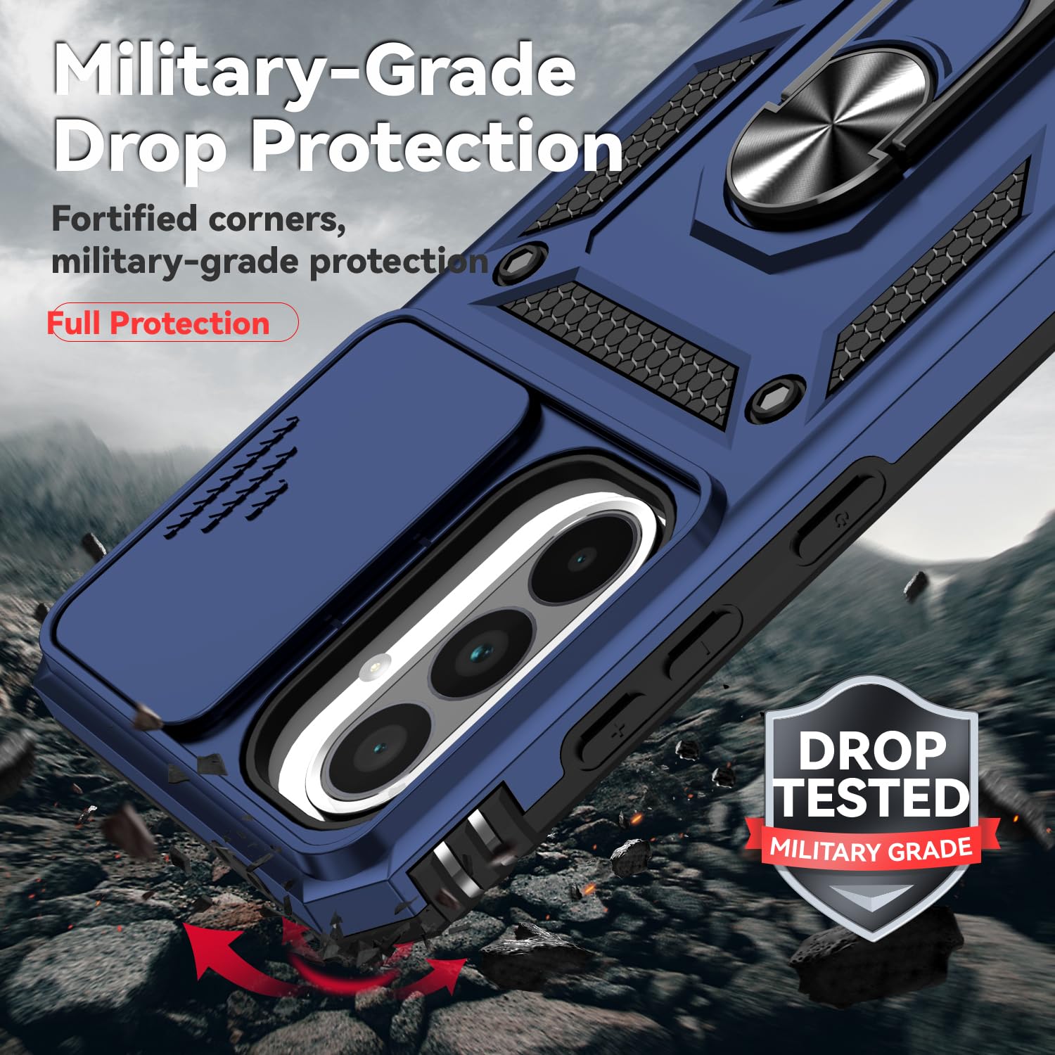 For Samsung Galaxy A36 5G Case With Slide Camera Cover Hd Screen Protector [Military Grade 16Ft. Drop Tested] Magnetic Ring Hold