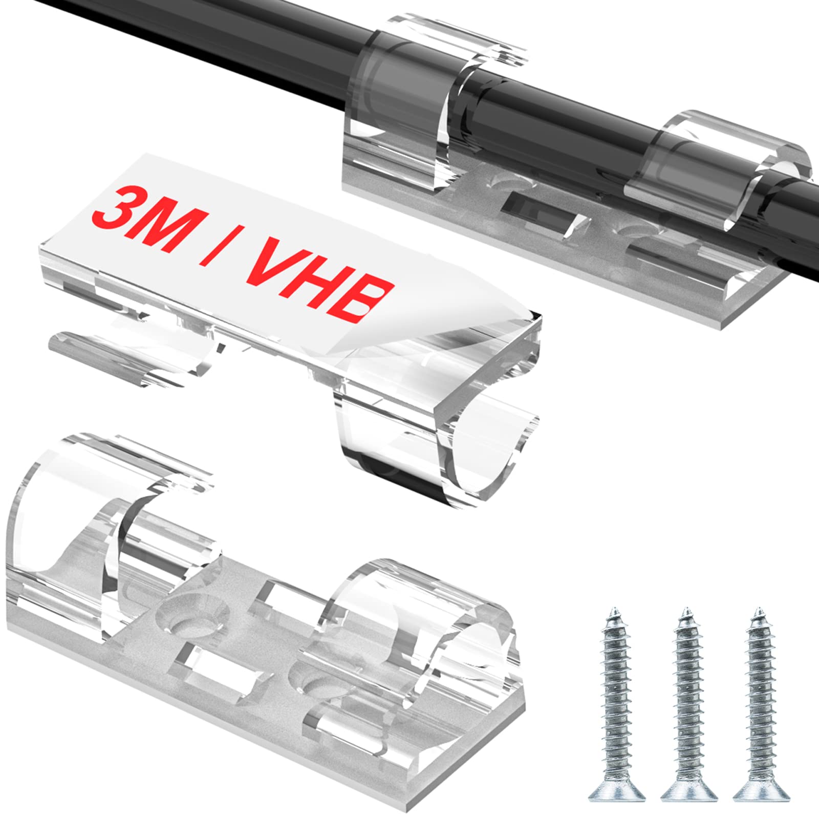 Tidyhelper Cable Clips Clear (Large, 26Pcs), Heavy Duty Extension Cord Clips Wall, Adhesive Wire Holders Clips Electric Wires Co