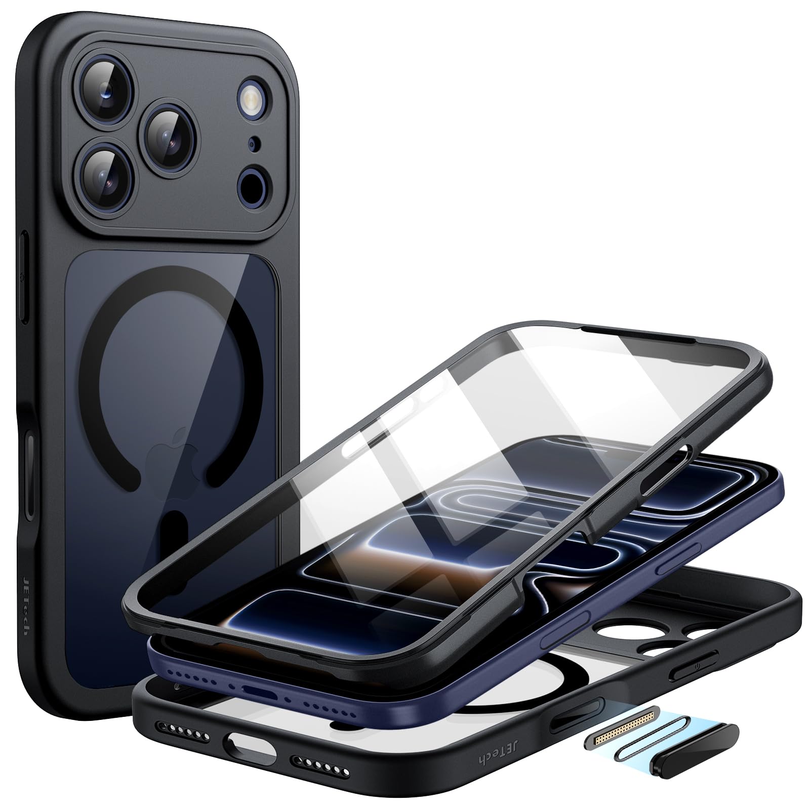 JETech Case for iPhone 17 Pro Max 6.9-Inch with Built-in Tempered Glass Screen Protector and Camera Control Button, Compatible w