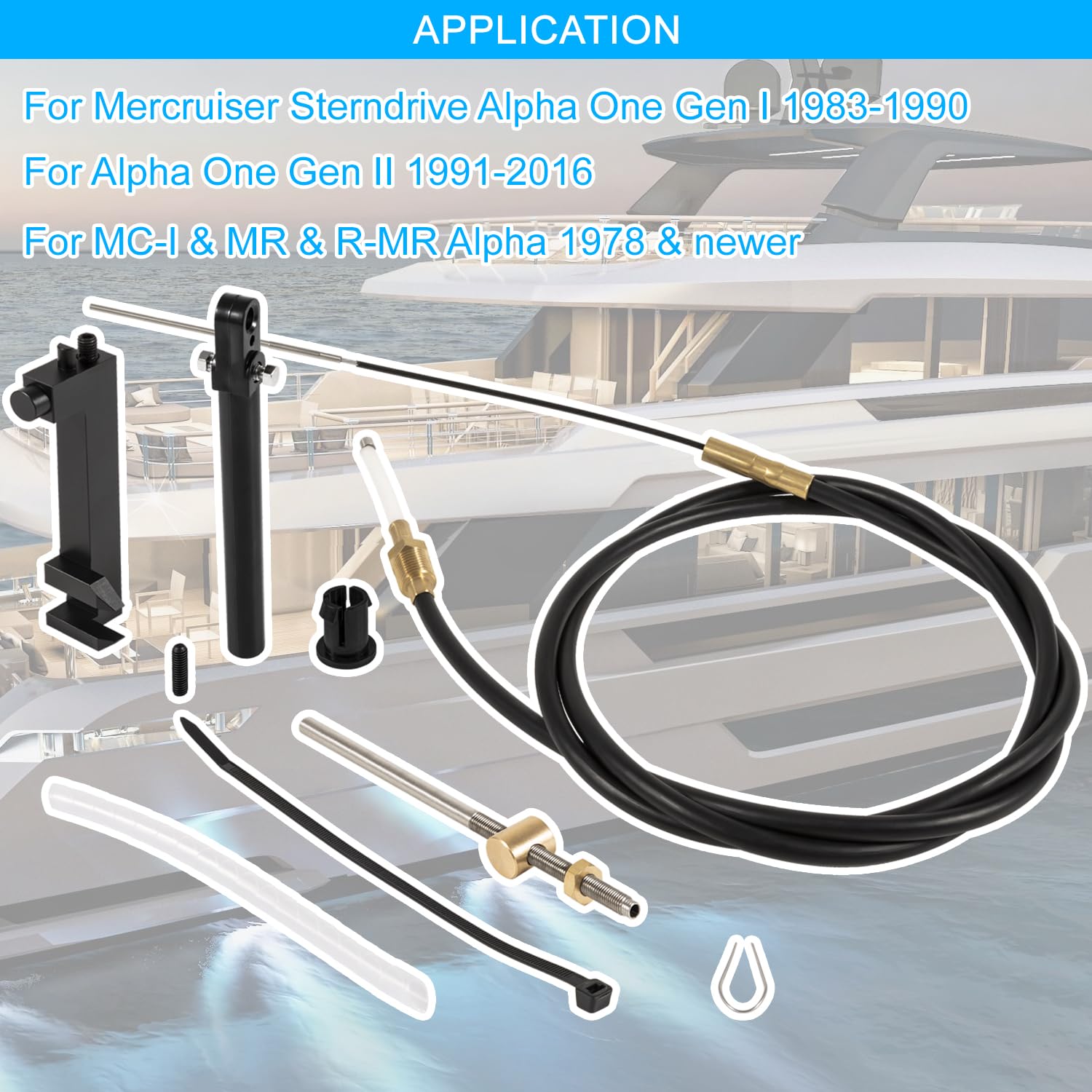 Lower Shift Cable 865436A02 For Mercruiser Stern Drives - Compatible With Alpha One & Alpha One Gen Ii Mc-I, Mr(1978 & Newer), R