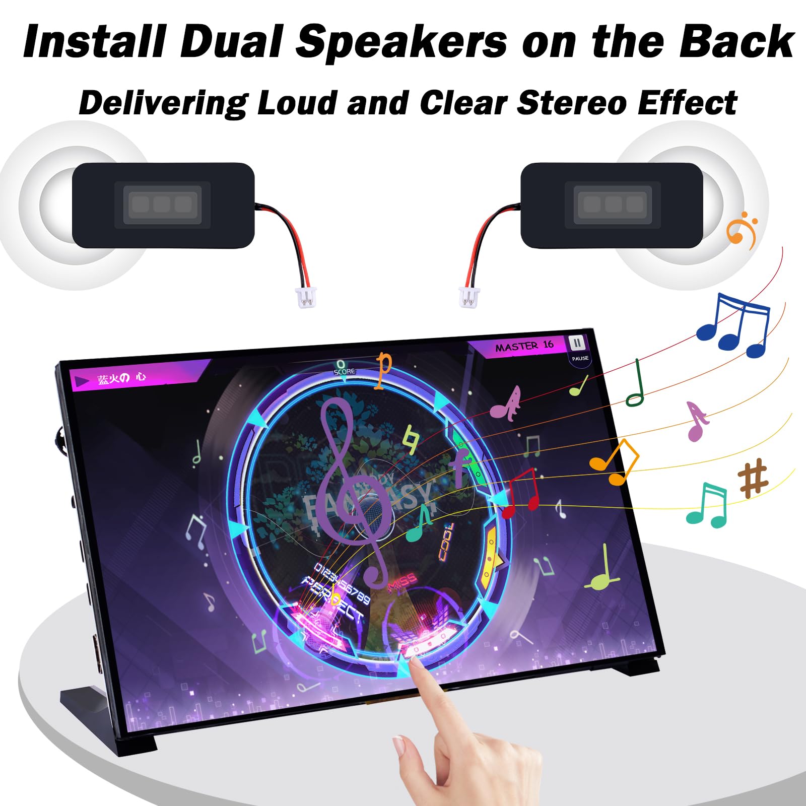 Geeekpi 10.1 Inch Capacitive Touchscreen For Raspberry Pi, Hdmi Monitor Ips 1024X600 Lcd Display With Dual Speaker For Raspberry