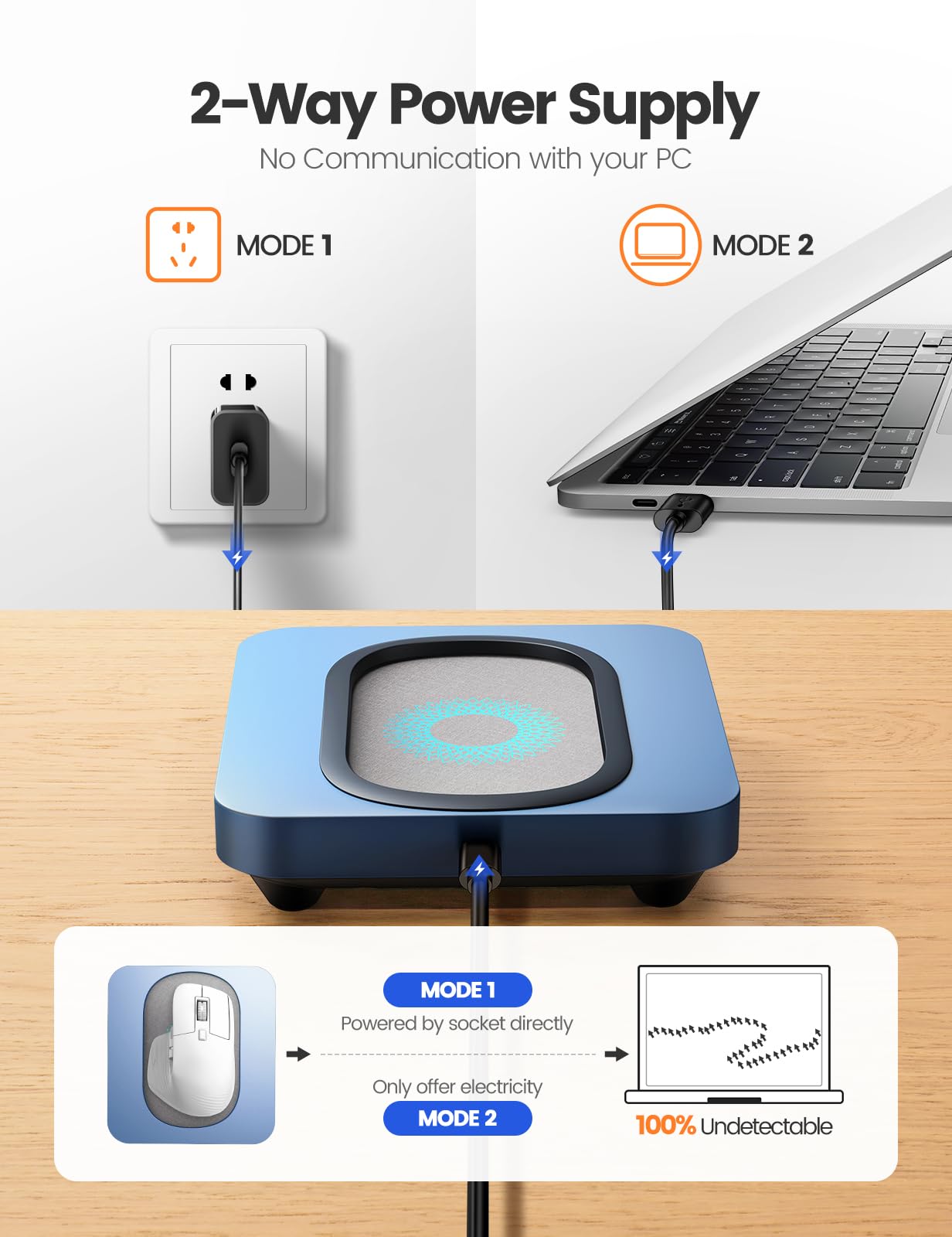 Eaxbux Undetectable Mouse Jiggler,Mouse Mover Wiggler Shaker Device With Enlarged Turntable Adjustable Interval,Led Display Move