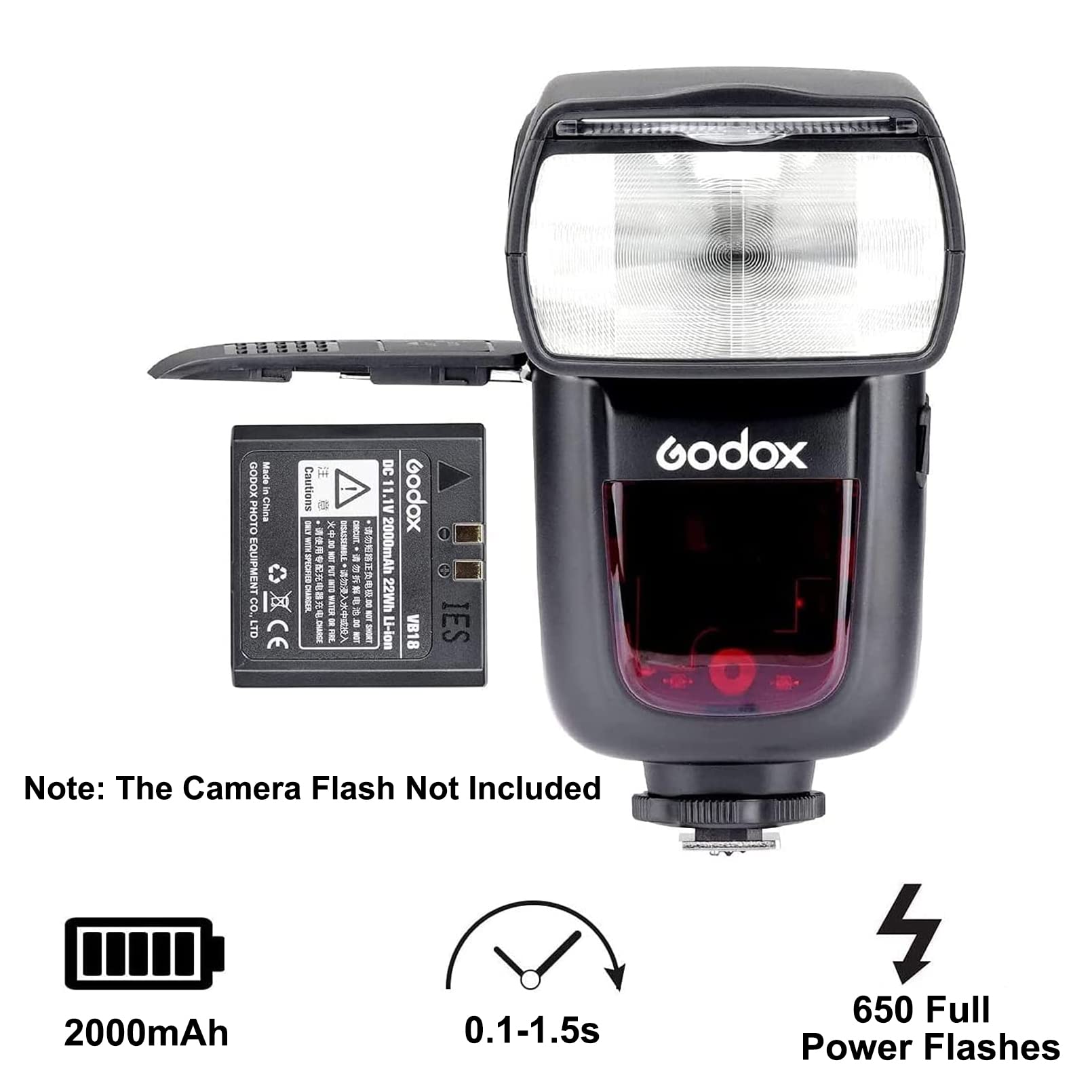 Godox Vb18 Battery Replacement, Rechargeable Lithium Battery V860Ii V850Ii V850 Flash, For Neewer Tt850 Tt860 Flash, Dc 11.1V 20