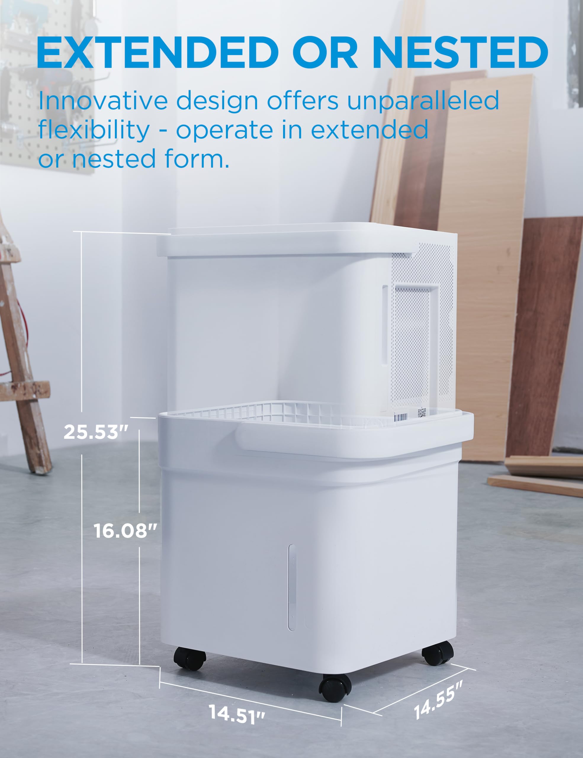 Midea Cube 50 Pint Dehumidifier For Basement And Rooms At Home For Up To 4,500 Sq. Ft., Built In Pump, Drain Hose Included, Smar