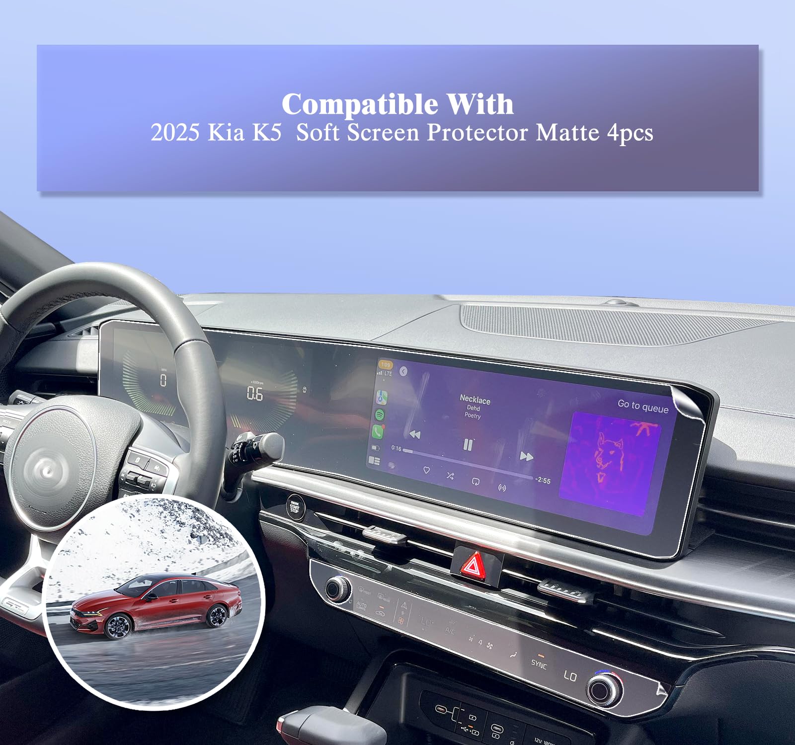 Ufgdsha 4 Pack For 2025 Kia K5 Matte Screen Protector For 2025 Kia K5 Accessories For 2025 Kia K5 Gt/Ex Nav. Dual 12.3Inch & Ac