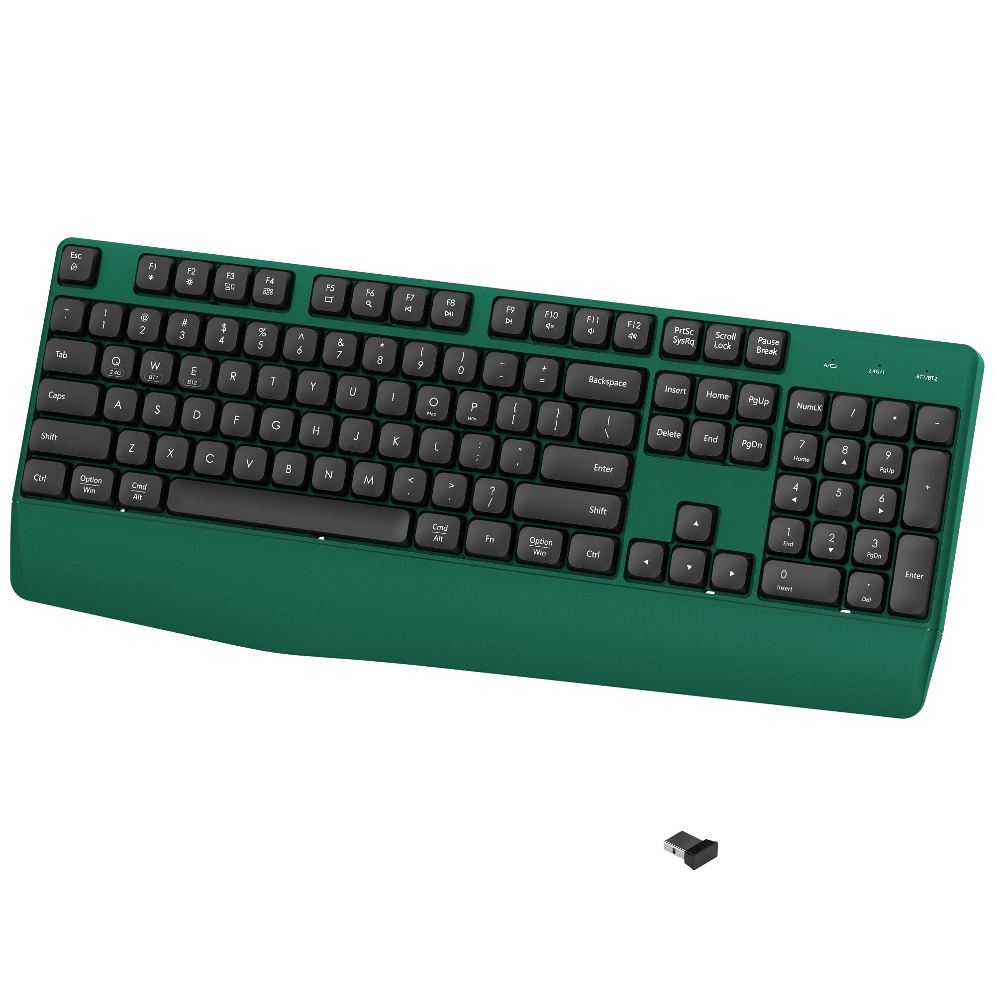 COVEVA Ergonomic Wireless Bluetooth Keyboard with Wrist Rest (Green)