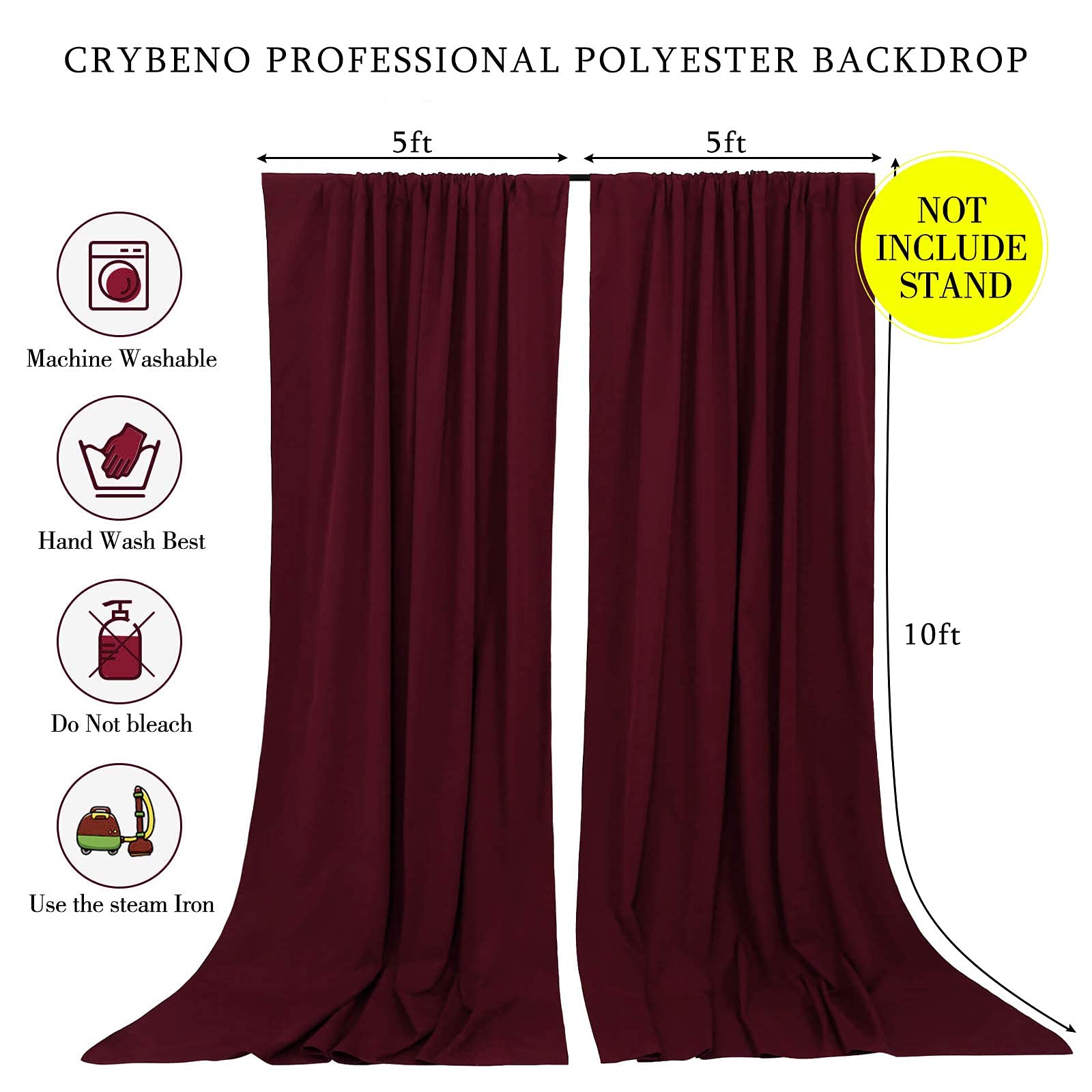 Burgundy Backdrop Curtains Photo Booth Background 2 Panels 5Ft X 10Ft Polyester Fabric Drapes For Wedding Party Anniversary Cere