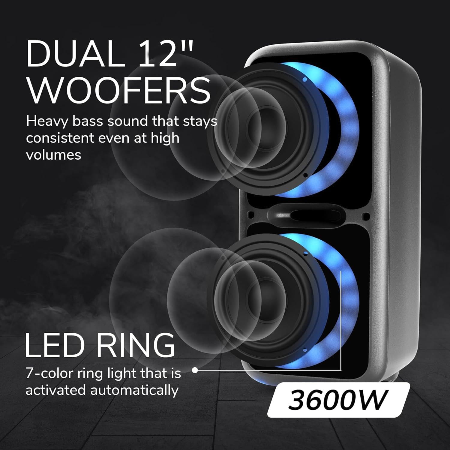 Dolphin Boxparty 2120 Dual 12' Party Speakers   Portable & Rechargeable Sound With Microphone, Bluetooth, Usb, Hi Fi Amp, Powerful Bass, 5 Band Equalizer & Led Lights   Long Battery Life   2X12 Inch