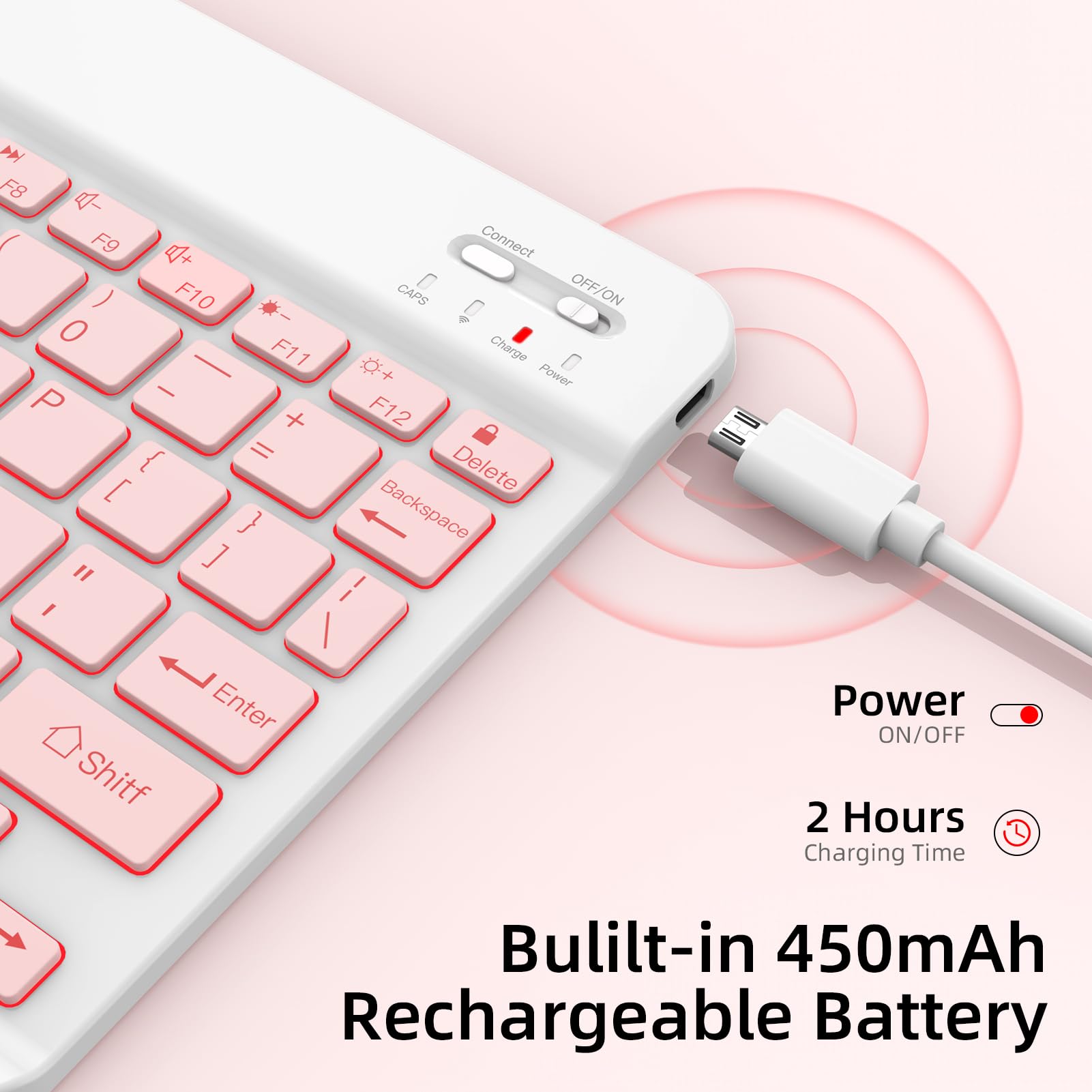 Xiwmix Ultra Slim Wireless Bluetooth Keyboard 7 Colors Backlit Universal Rechargeable Portable Keyboard For Ipad Pro/Air/Mini/Ip