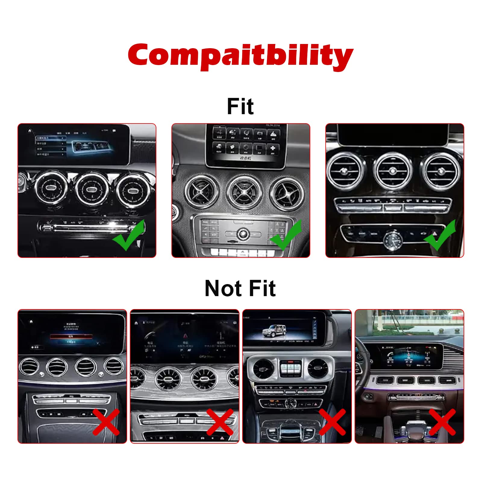 Xotic Tech Aluminum Air Conditioner Ac Air Outlet Vent Front Side Outer Rings Trim Decoration Cover Compatible With Mercedes Benz A B Cla Gla Class W176 W246 C117 X156 (Sporty Red)  5Pcs