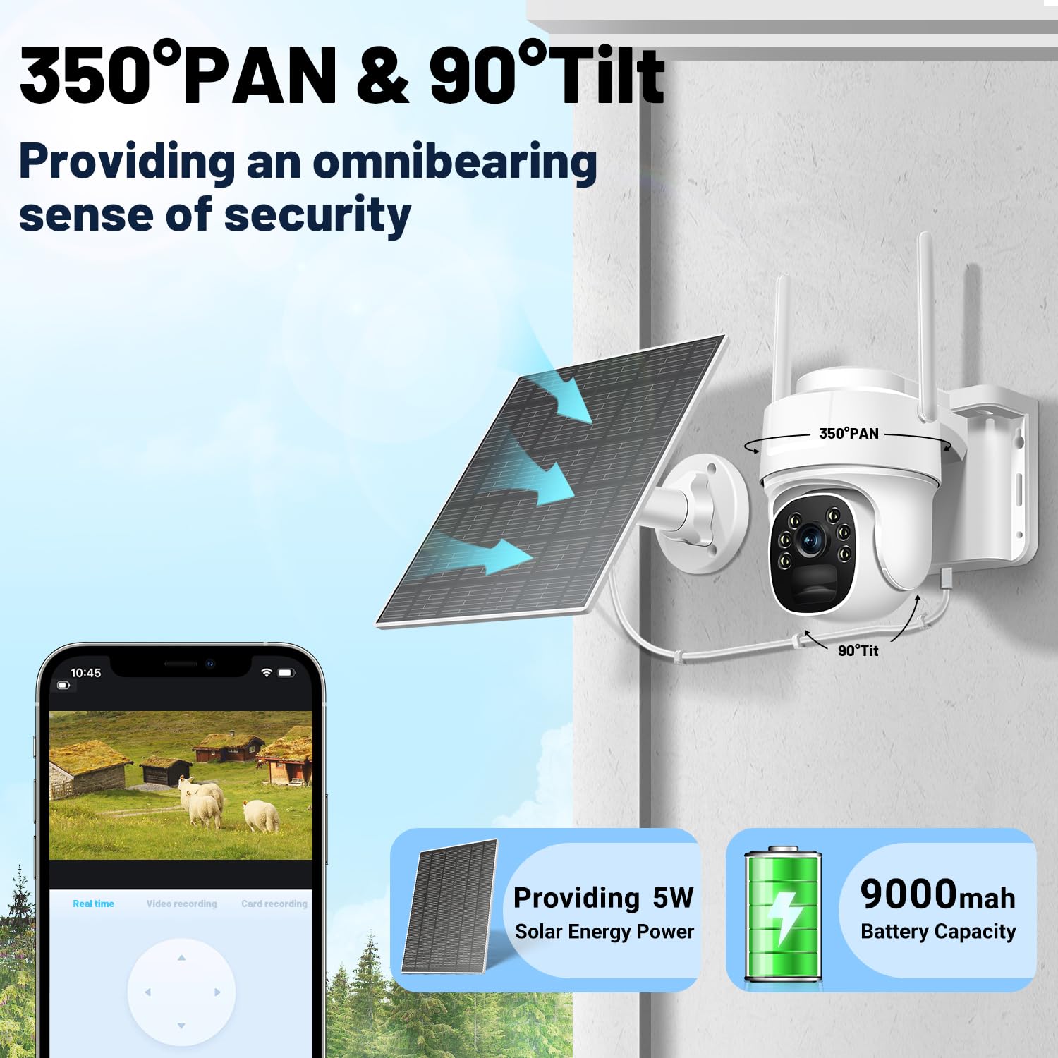 Runofast 4G Lte Cellular Security Camera, No Wifi Solar Powered Camera Includes Sim Card,Pan Tilt,Wireless,2K Hd Night Vision,2