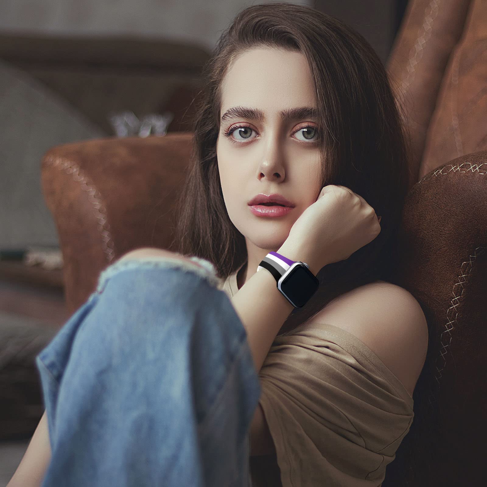 Asexual Pride Lgbtq Watch Band Compatible With Apple Watch 38Mm 40Mm 41Mm Women Men Replaceable Silicone Smartwatch Straps For I