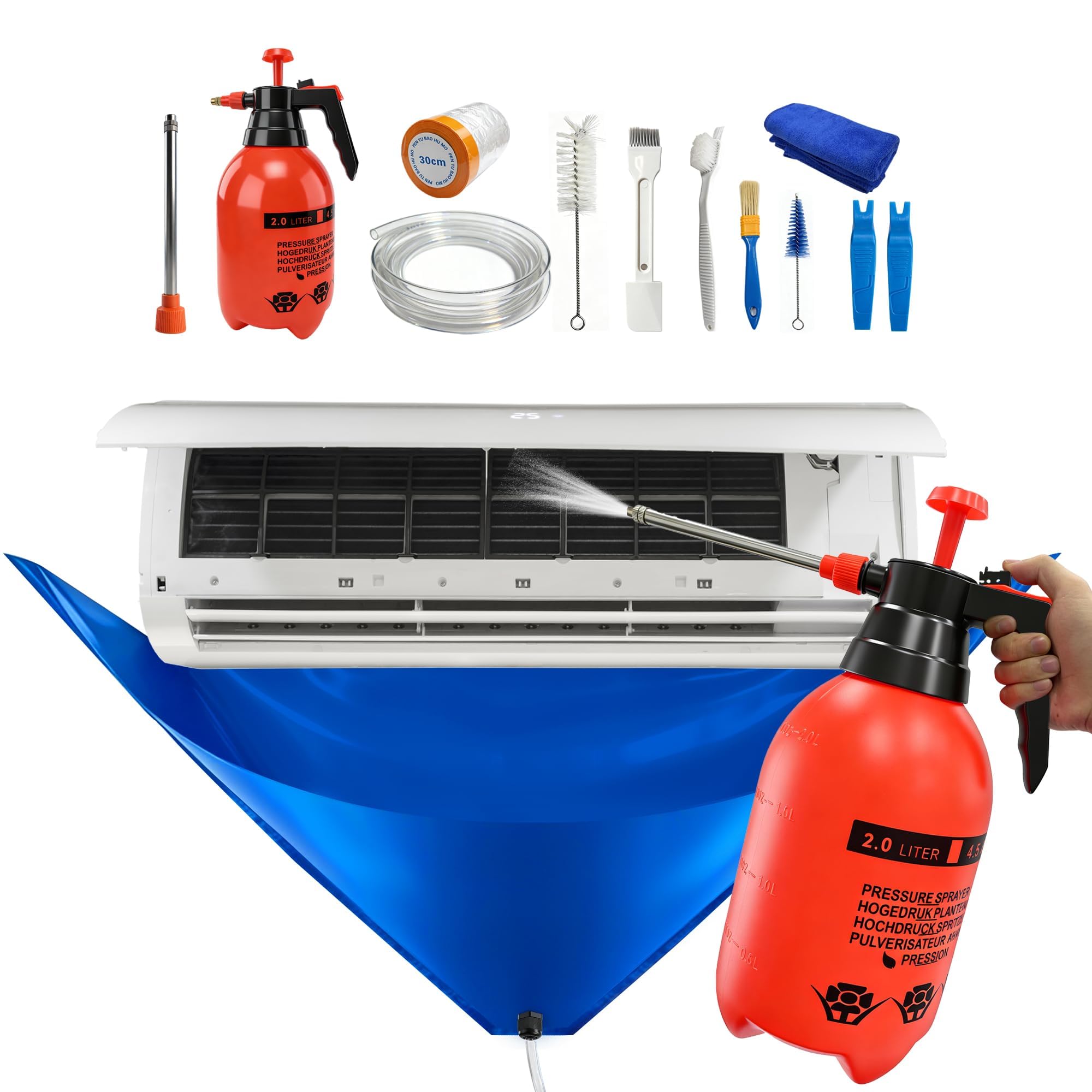 Cestluck 13PCS Mini Split Cleaning Kit with 2L High Pressure Sprayer