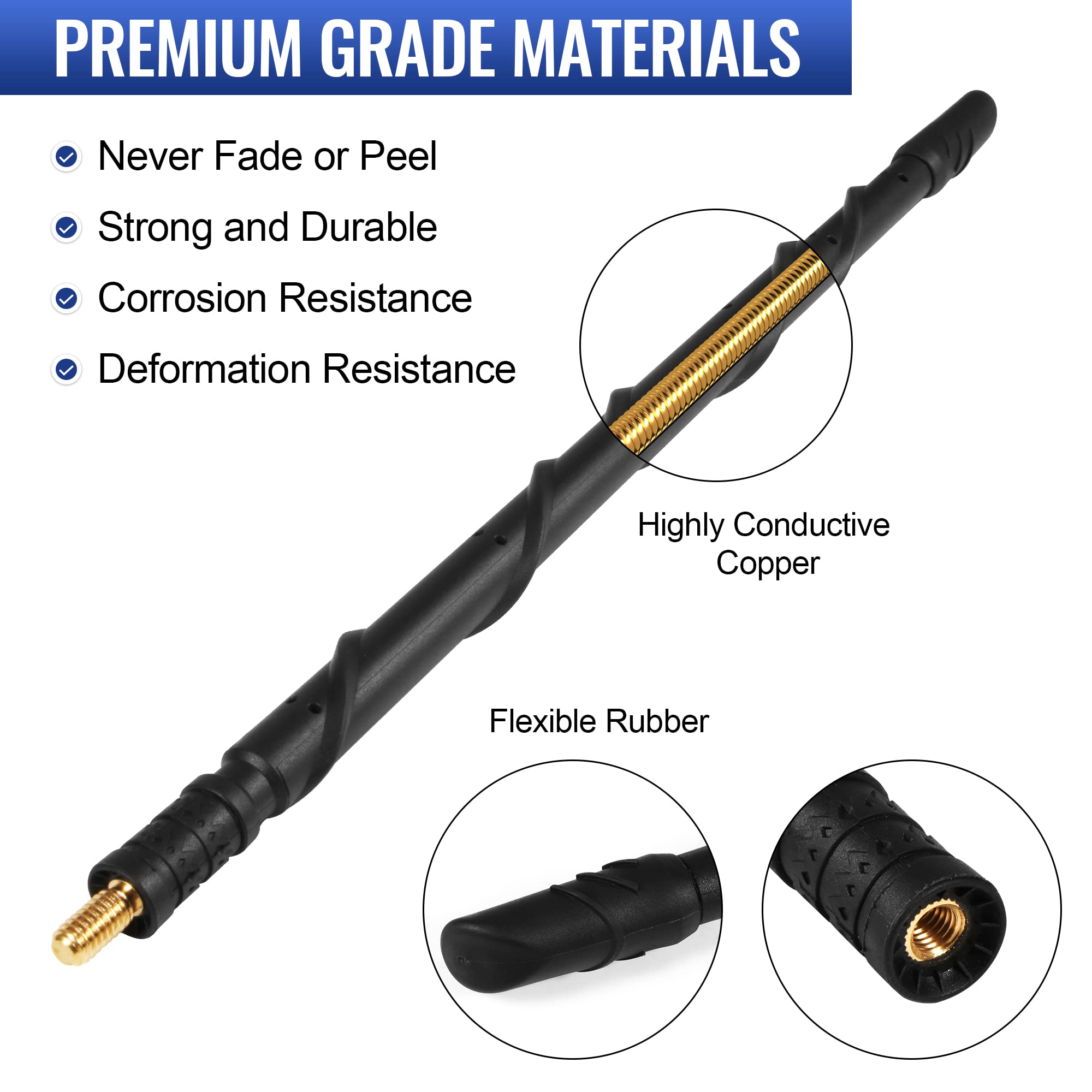 Vofono Antenna For Jeep Wrangler Gladiator Rubicon Sahara Sport Unlimited Jk Jl Jt 2007 2024, 13 Inch New Spiral Flex Rubber Jeep Antenna Replacement Jeep Wrangler Gladiator Accessories