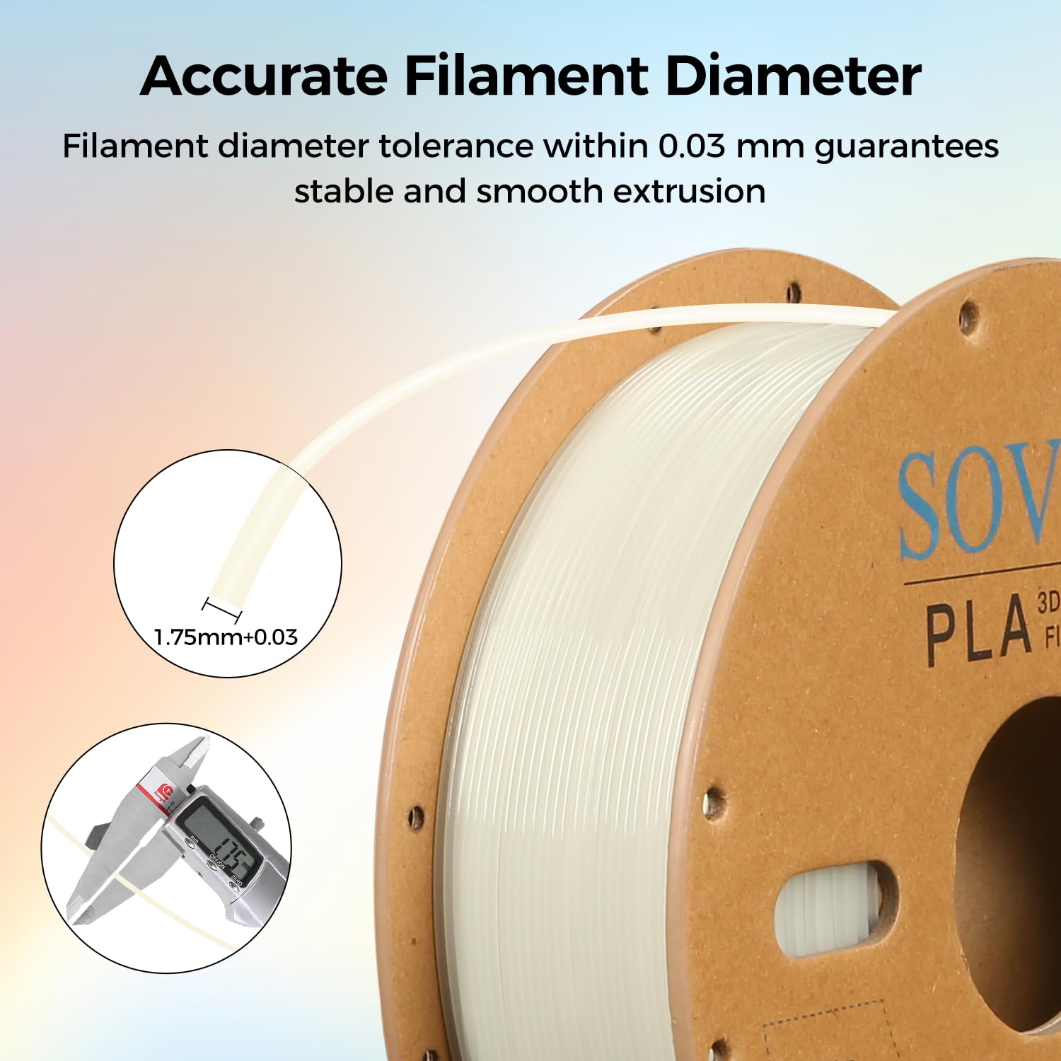 Sovol 3D Printer Glow In The Dark Filament Multicolor Fast Change Pla 1Kg (2.2 Lbs) Spool 3D Printing Materials, Dimensional Acc