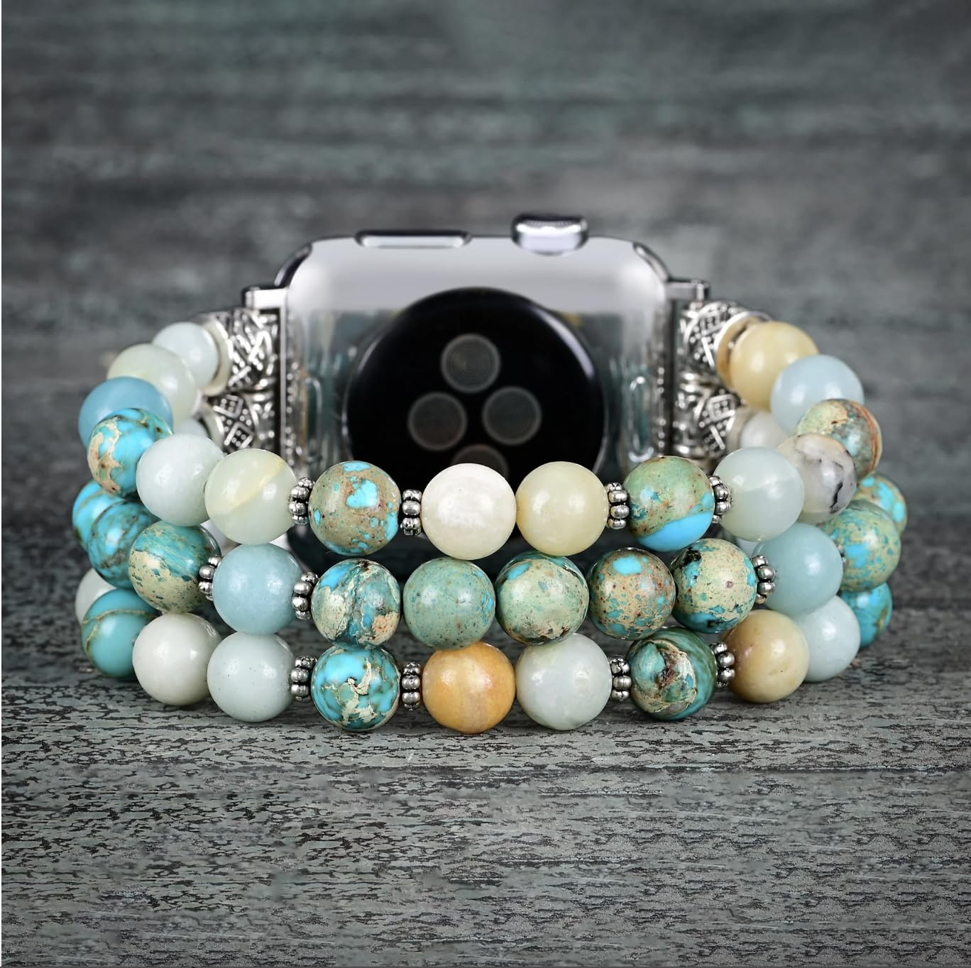 Cape Diablo Smart Watch Band For Women - Handmade Gemstone Strap - Compatible With 38Mm-45Mm Apple Faces (Moonlight Agate, Small