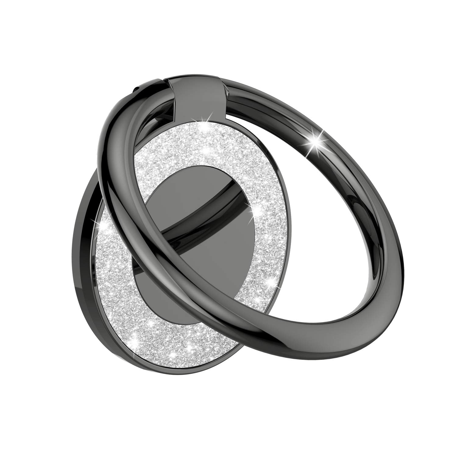 Pikabo Cell Phone Ring Holder Stand, Cell Phone Grip Holder, Adhesive Phone Grip for Phones and Cases. (Glitter Silver)