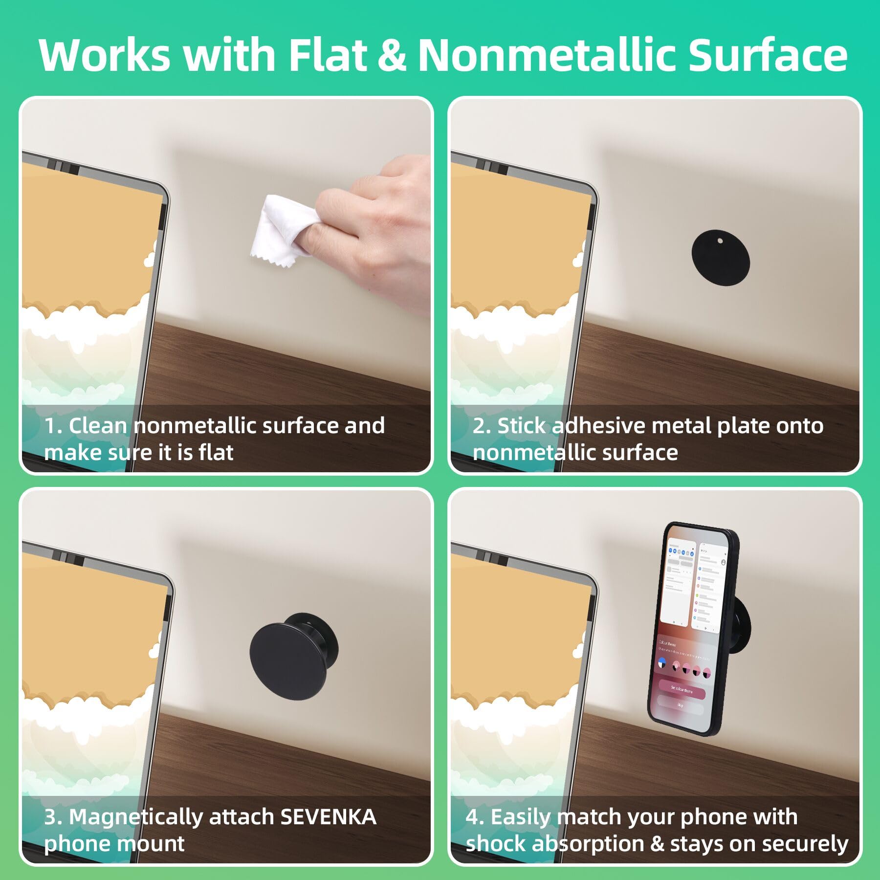 Sevenka Gym Magnetic Phone Holder Compatible With Iphone 16 Pro Max 15 14 13 12, Samsung, Mag-Safe Case, All Phones, Portable Ma