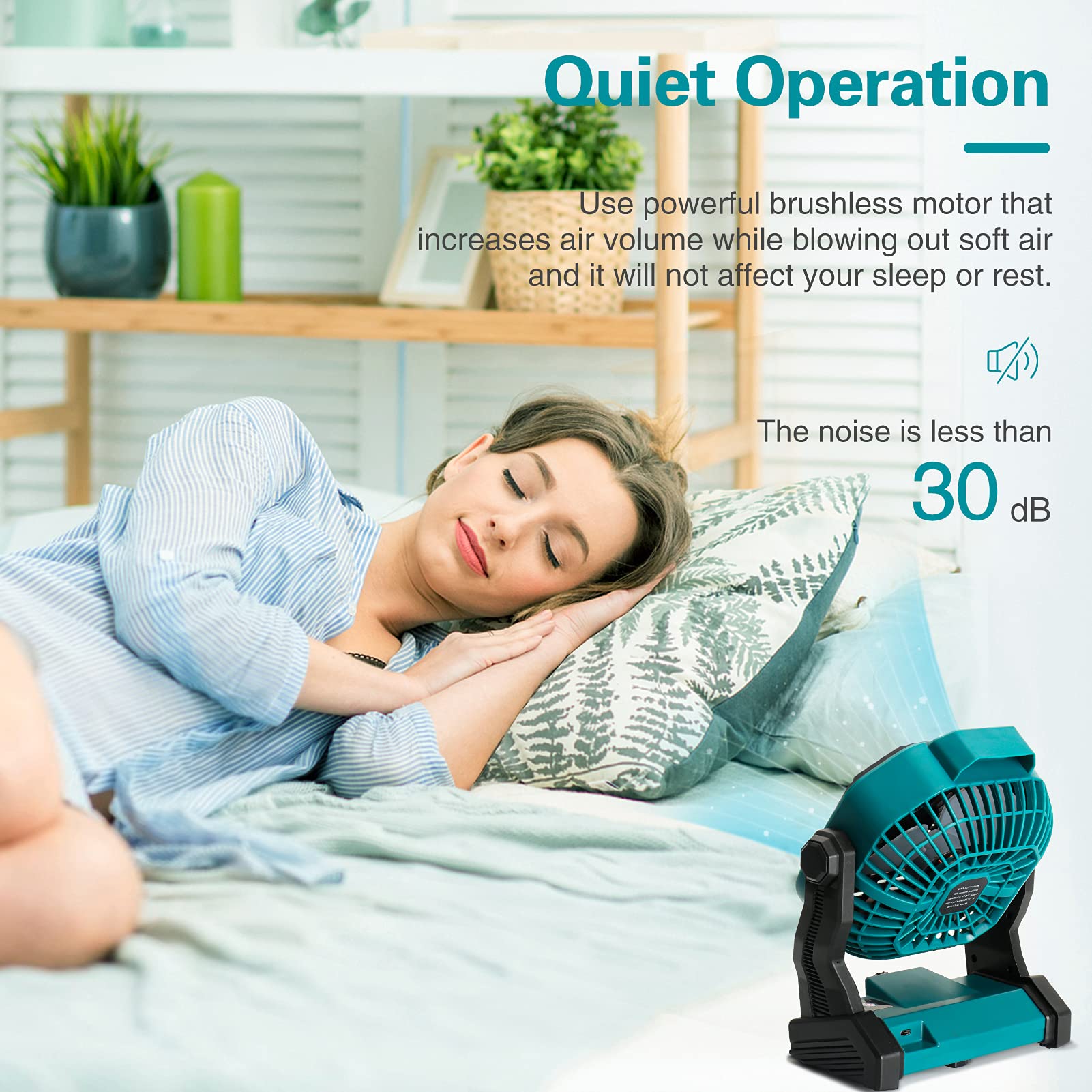 Conbola Portable Battery Operated Fan With Led Lantern, 10400Mah Outdoor Small Rechargeable Quiet Camping Fan, Personal Desk Fan