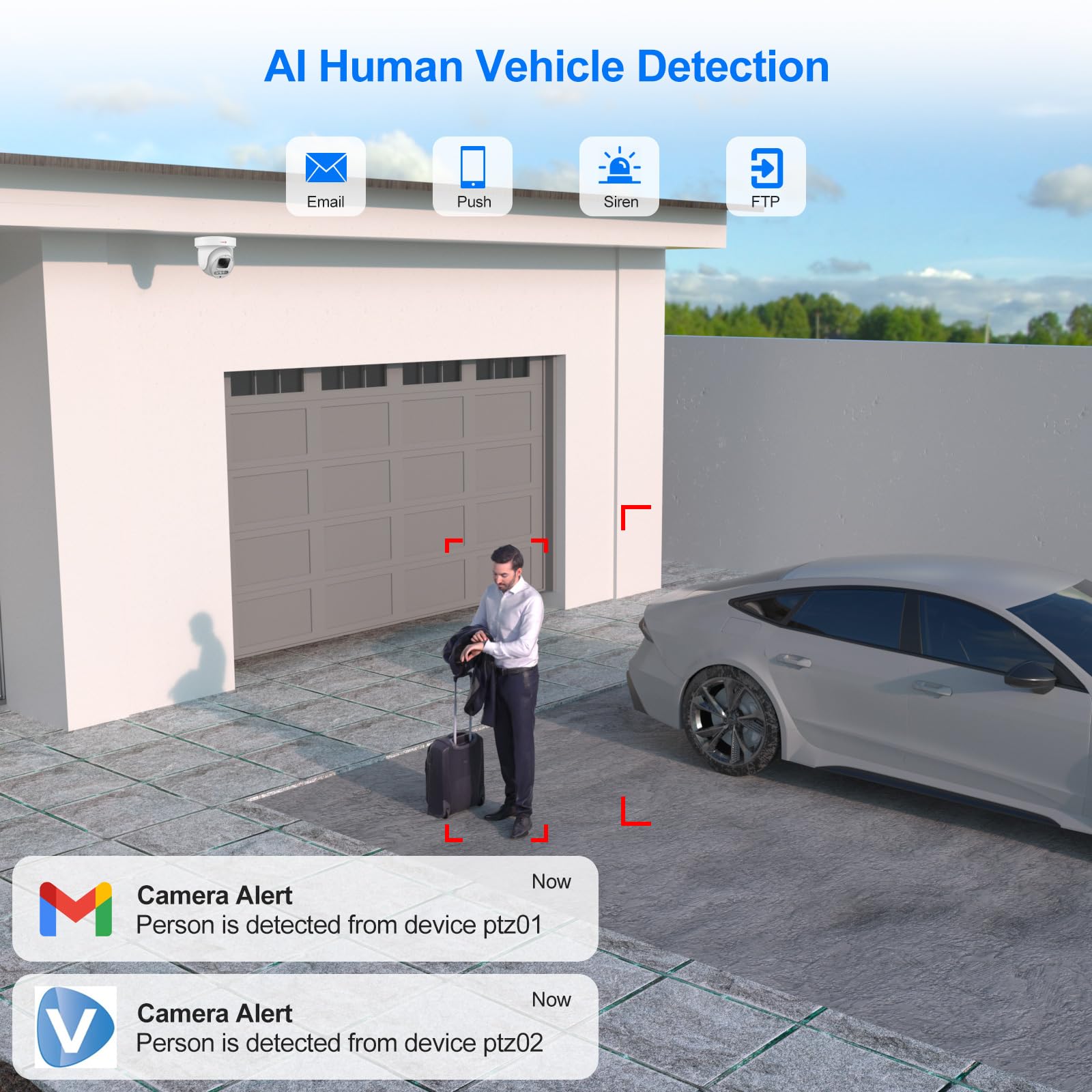 Anpviz 4K 8Mp Poe Ptz Camera Outdoor, 5X Optical Zoom 2.7~13.5Mm Lens, Pan 280 Tilt 90 Ip Security Camera Human Vehicle Detectio