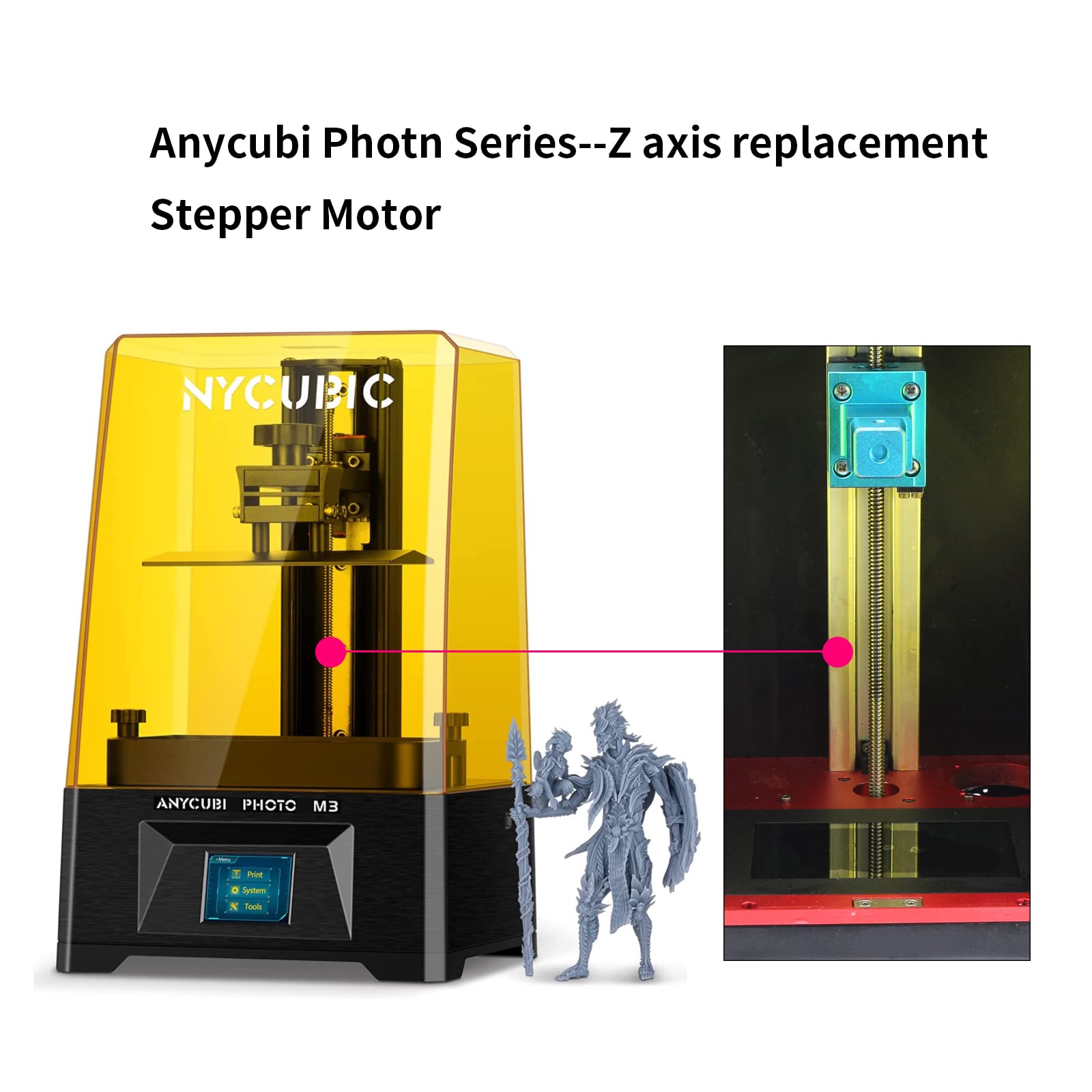Fysetc Anycubi Photn Replacement Parts 42 48Mm Stepper Motor With Leadscrew 24Cm/9.44Inch, 1.5A 2 Phase 3.45V 1.8 Step Angle Com