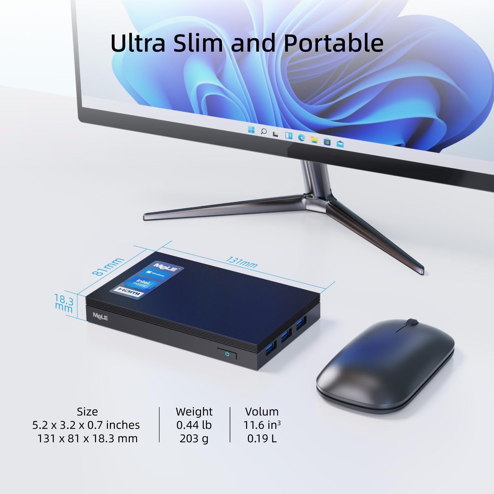 Mele Quieter2Q Fanless Mini Pc Windows 11 Pro Celeron J4125 8Gb 128Gb Micro Computer, Small Desktop With Gigabit Ethernet Pxe Du