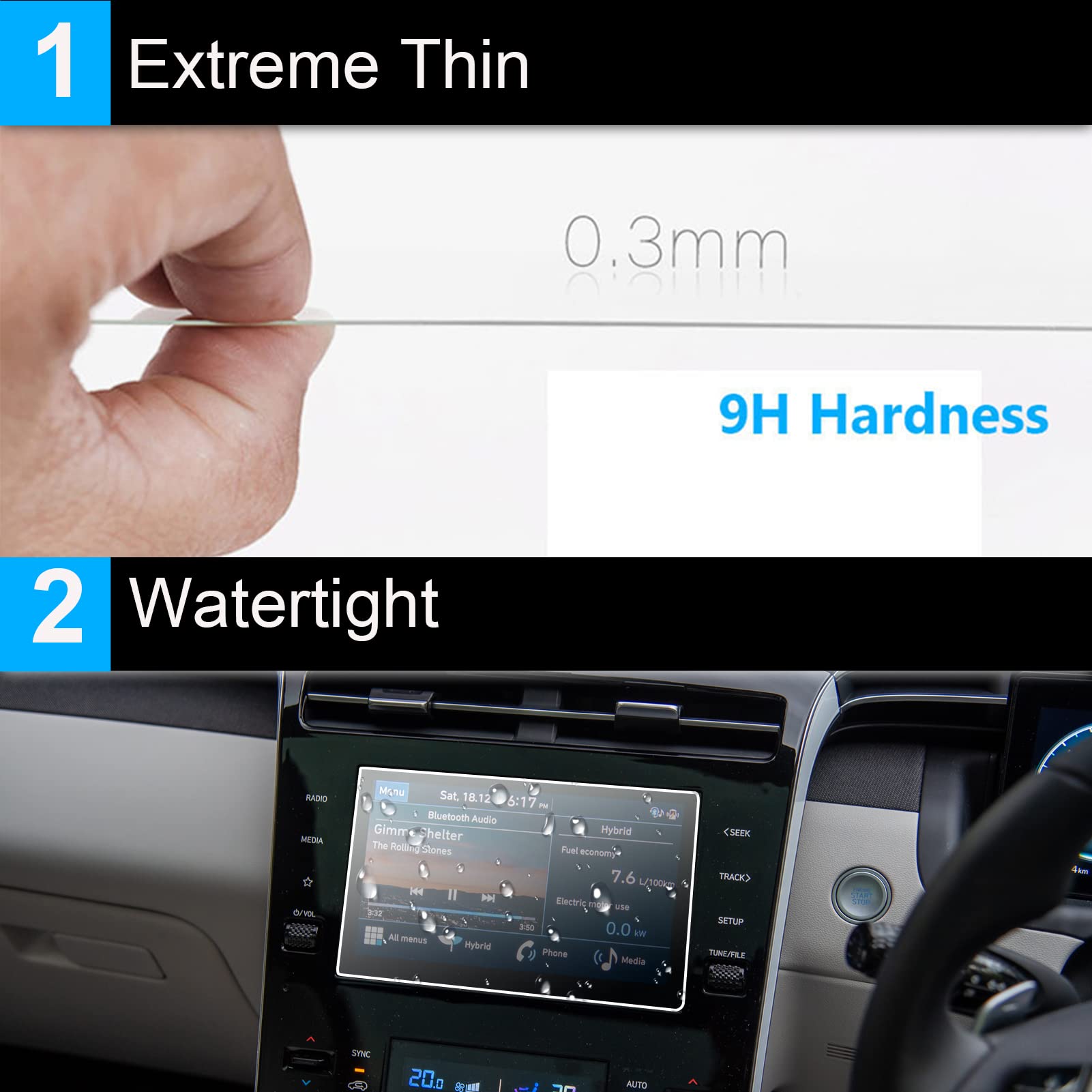 Ttcr Ii Compatible With 2022 2024 Hyundai Tucson Screen Protector Santa Cruz 8 Inch, Tempered Glass Touchscreen Protector 8 In For 2022 2024 Tucson Essentail/N Line/Se/Sel/Xrt And Santa Cruz