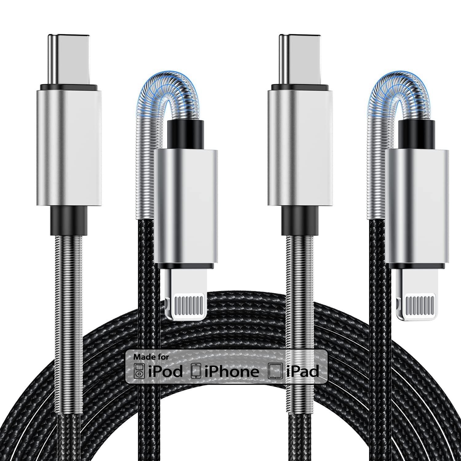 2Pack 10Ft Iphone Fast Charger Cable, [Apple Mfi Certified] Long Usb C To Lightning Cable 10 Foot, High Fast 10 Feet Apple Charging Cord For Apple Iphone 14/14 Pro Max/13 Mini/12/11/Xs/Xr/8/7Plus,Ipad
