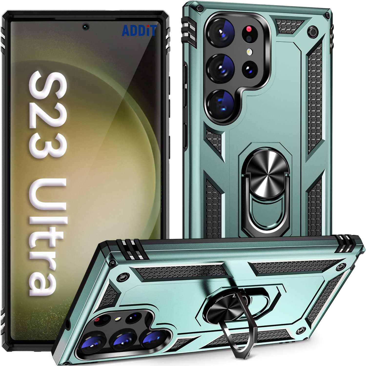 Addit Case For Samsung S23 Ultra Phone Case Samsung Galaxy S23 Ultra Case, Military Grade, Heavy Duty, With Stand Ring, Support