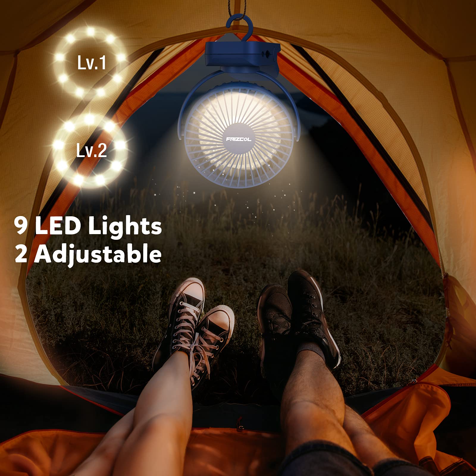 Clip On Fan 65 Hours Portable Desk Fan Rechargeable With Led Lights & Hooks 12000 Capacity Battery Operated Fan With Clips Small