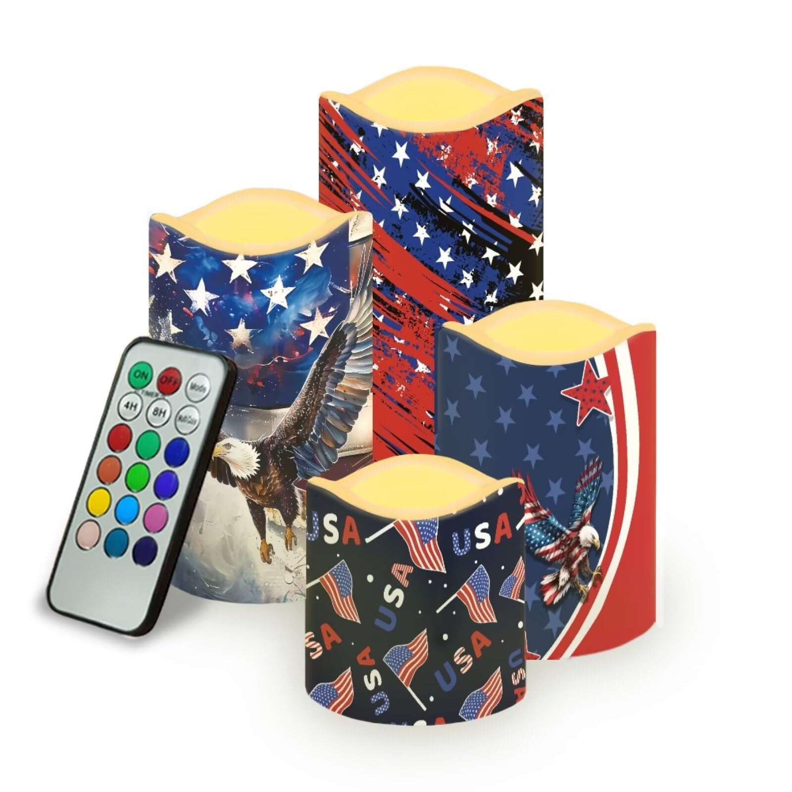 Uorisanigo Blad Eagle Flameless Battery Operated Lamp with Remote 250th Years of Freedom LED Electric Candles Patriotic American