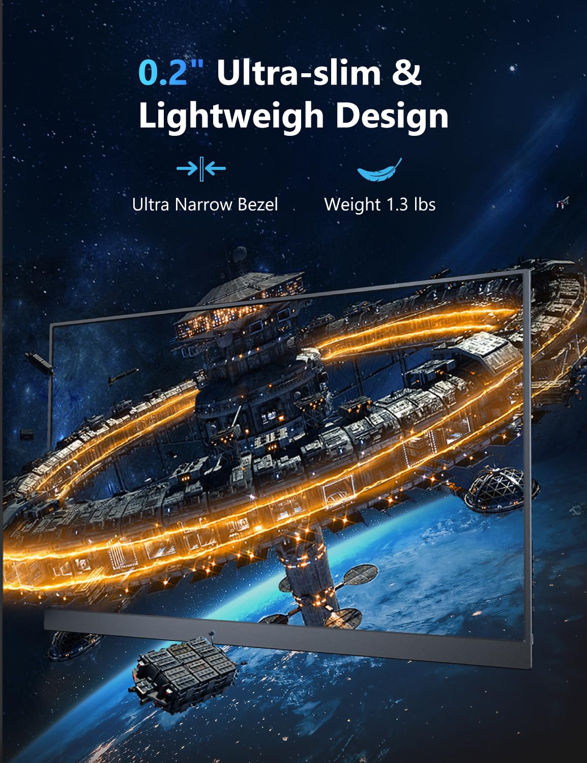 Magicraven 165Hz Portable Gaming Monitor, 16'' 1920X1200 500 Nits Laptop Monitor, Second Computer Display With Speakers, Dual Sc