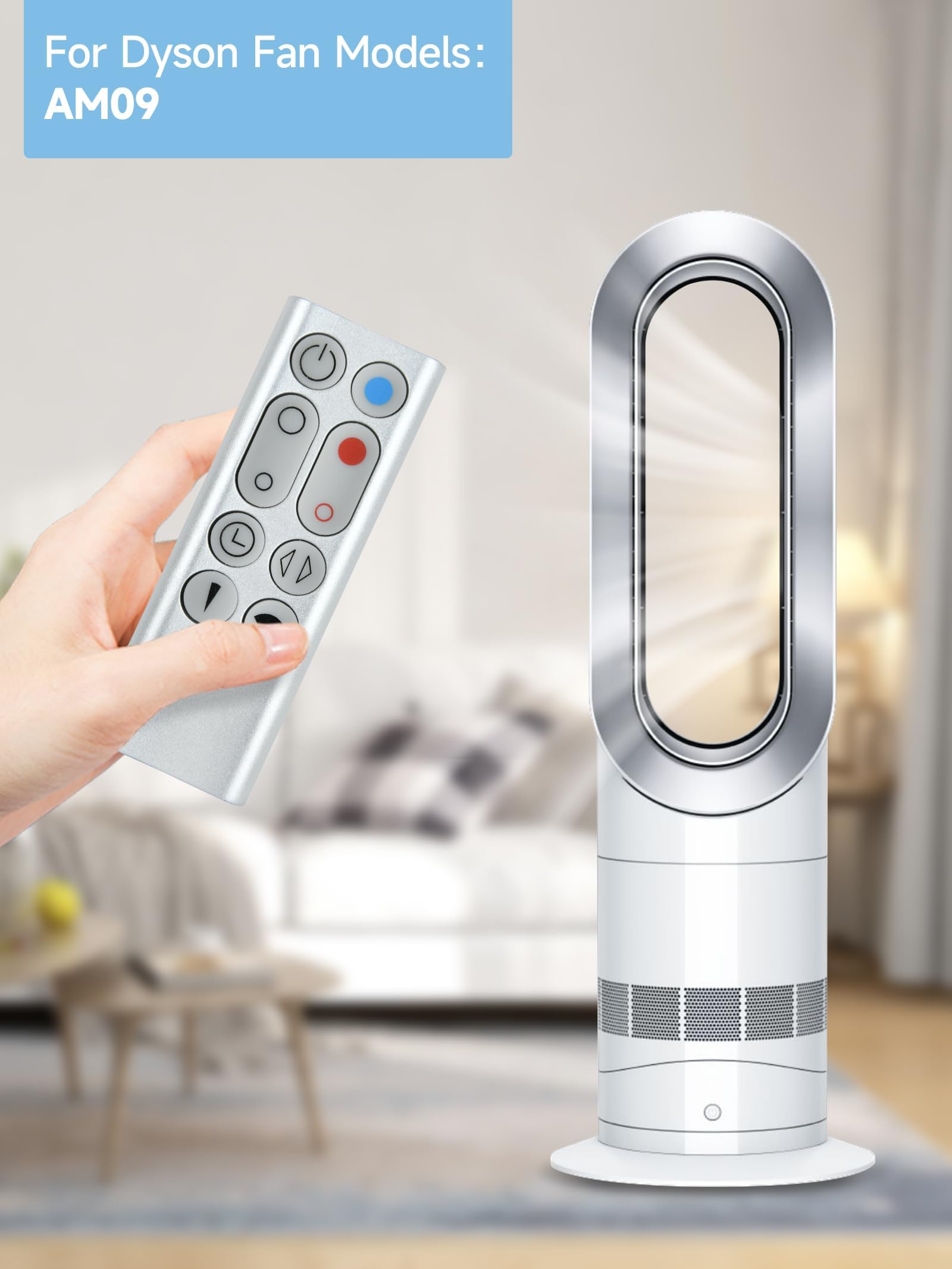 Pzl New Replacement Remote Control For Dyson Am09 Hot + Cool Heater Tower Fan (Silver), Not For White Remote