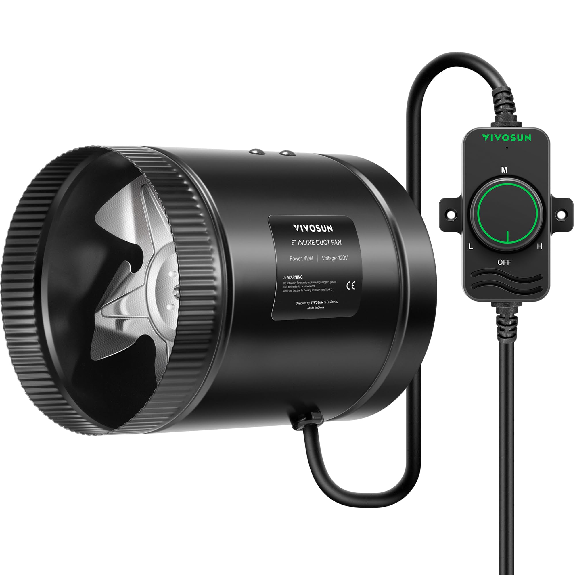 Vivosun Inline Booster Duct Fan 6275 Cfm With Speed Controller, Hvac Exhaust Ventilation Fan With Low Noise For Basements, Bathr