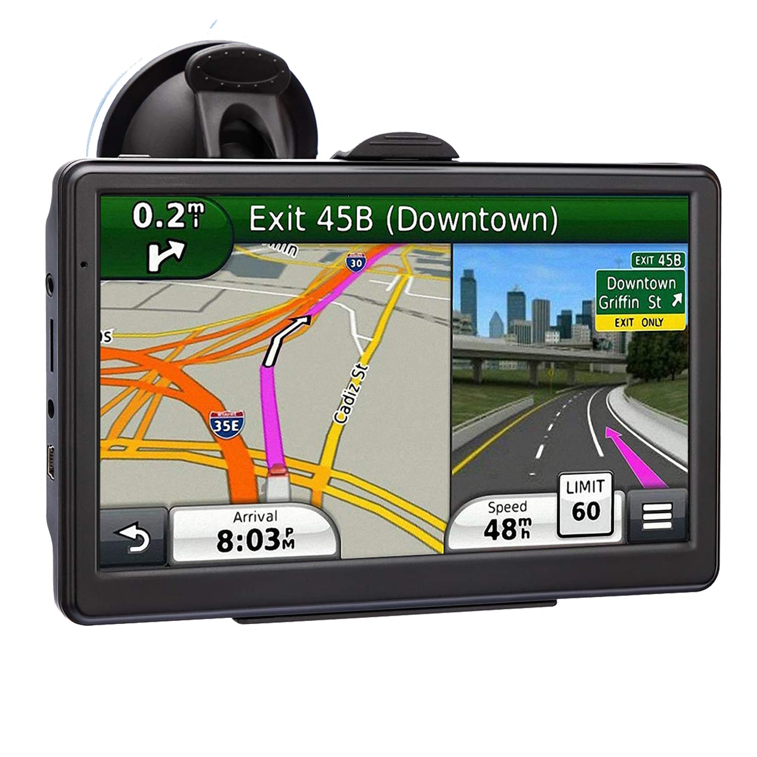 Gps Navigation For Car  2024 Map 7 Inch Touch Screen Car Gps  Voice Turn Direction Guidance  Support Speed And Red Light Warning  Pre-Installed North America Lifetime Map Free Update -Like New