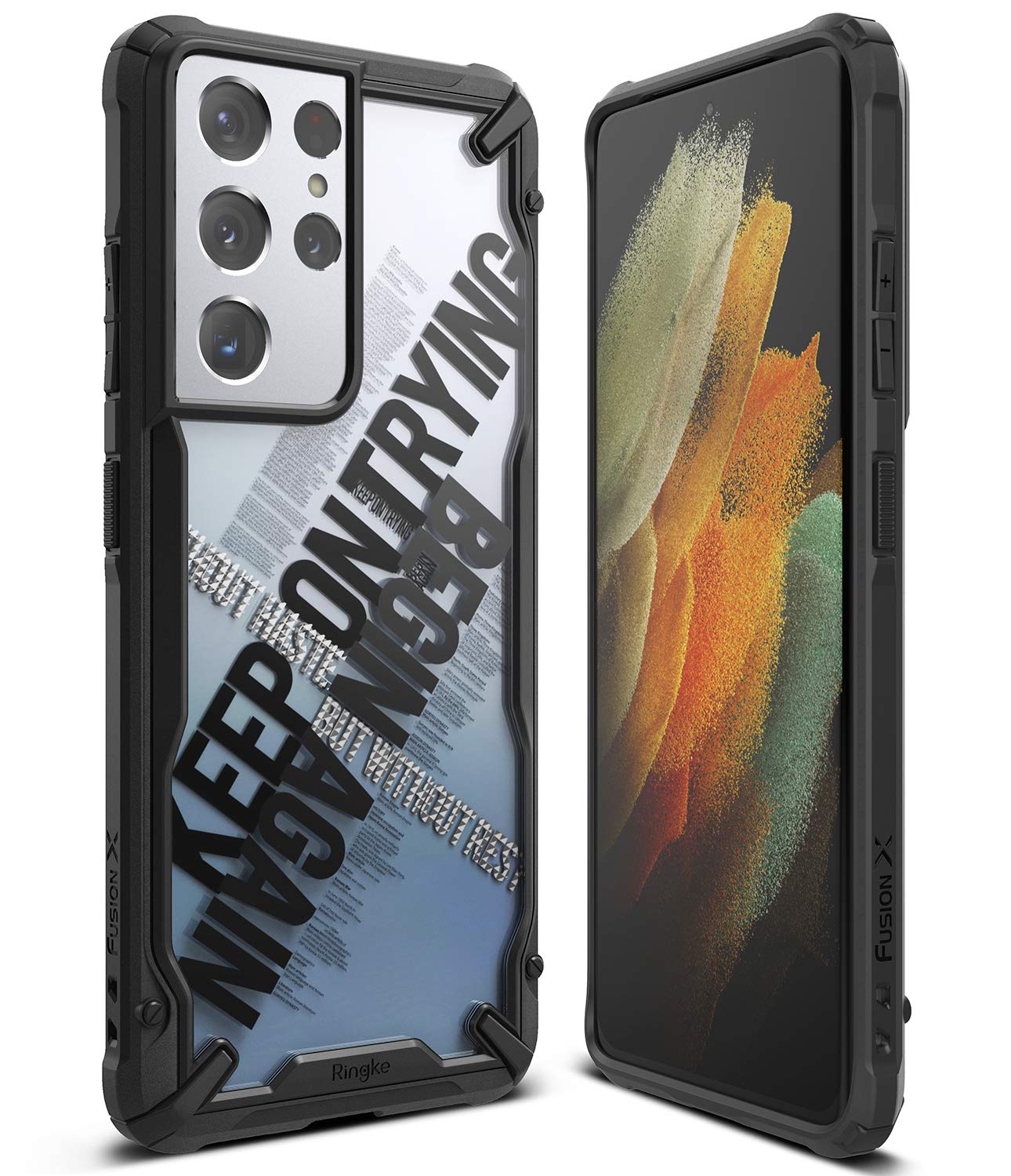 Ringke Fusion X Design Compatible With Galaxy S21 Ultra Case Design Print Heavy Duty Shell   Cross