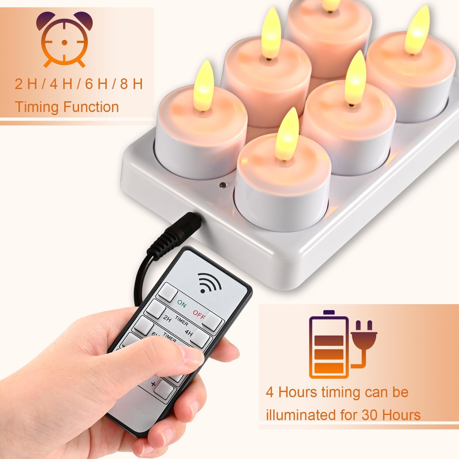 Xyseamf Rechargeable Candles Flameless Flickering Led Tea Lights With Remote & Timer And White Base For Home, Restaurants,Weddin
