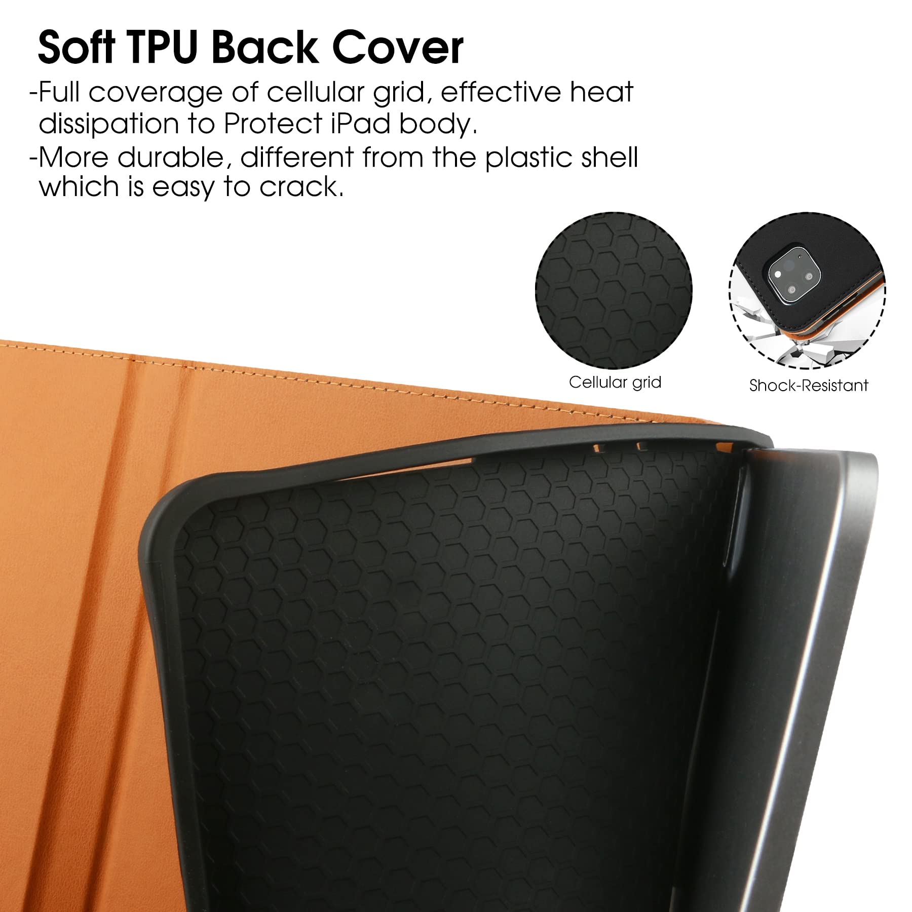 For Ipad Pro 12.9 Case 6Th/5Th/4Th/3Rd Generation Case 2022/2021/2020/2018 W/Pencil Holder, Folio Stand Cover With Multiple Angl