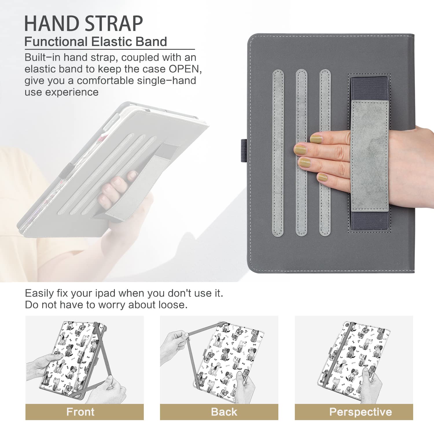 Case For Ipad 9Th/8Th/7Th Generation 10.2 Inch 2021/2020/2019 With Pencil Holder For Women Girls Adjust Angle View Case With Poc