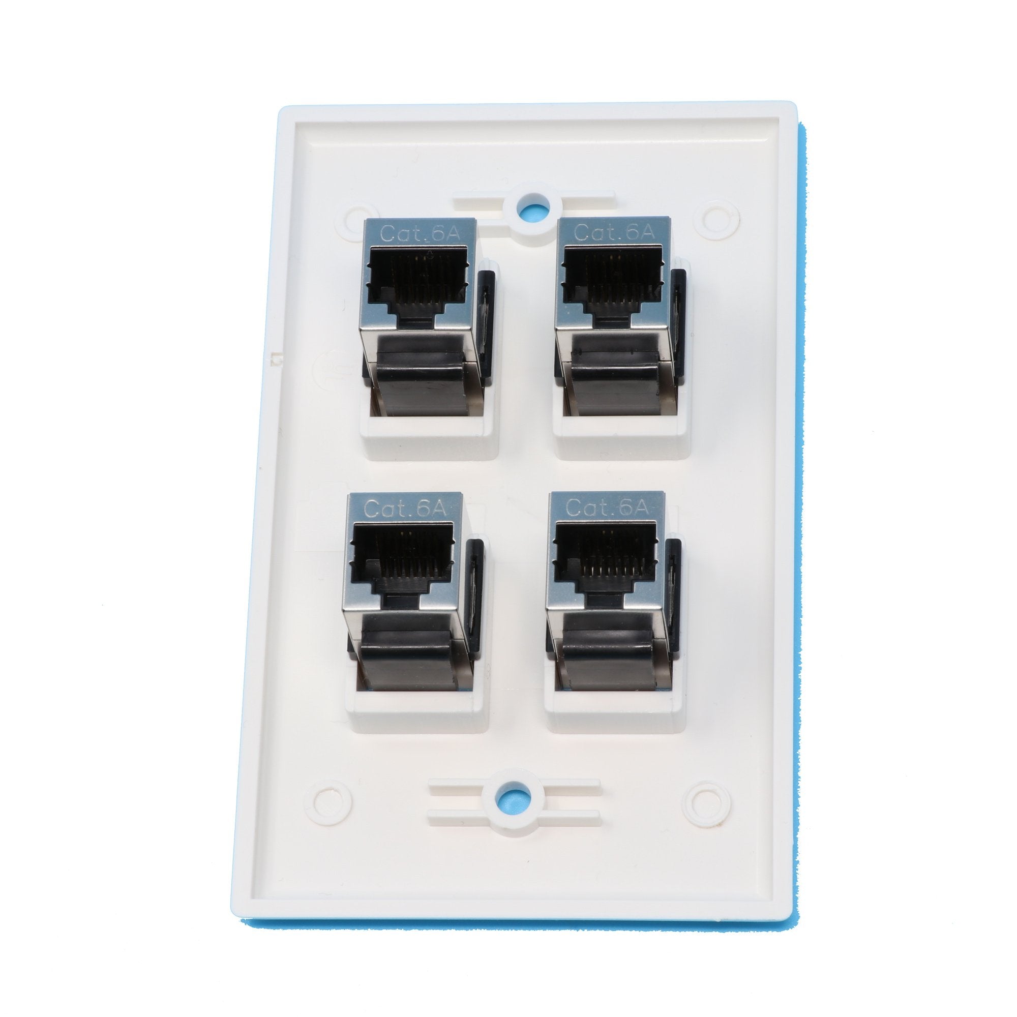 Riteav Cat 6A 4 Port Shielded Cat6A Wall Plate 1 Gang   White