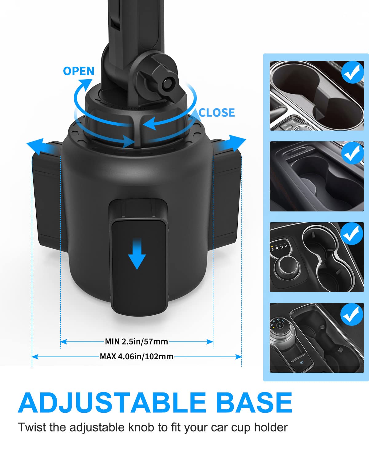 Dosvsi Car Cup Holder Tablet Mount For Ipad, [Height & Angle Adjustable] Truck Cup Mount Tablet Holder, Stable Vehicle Cup Stand