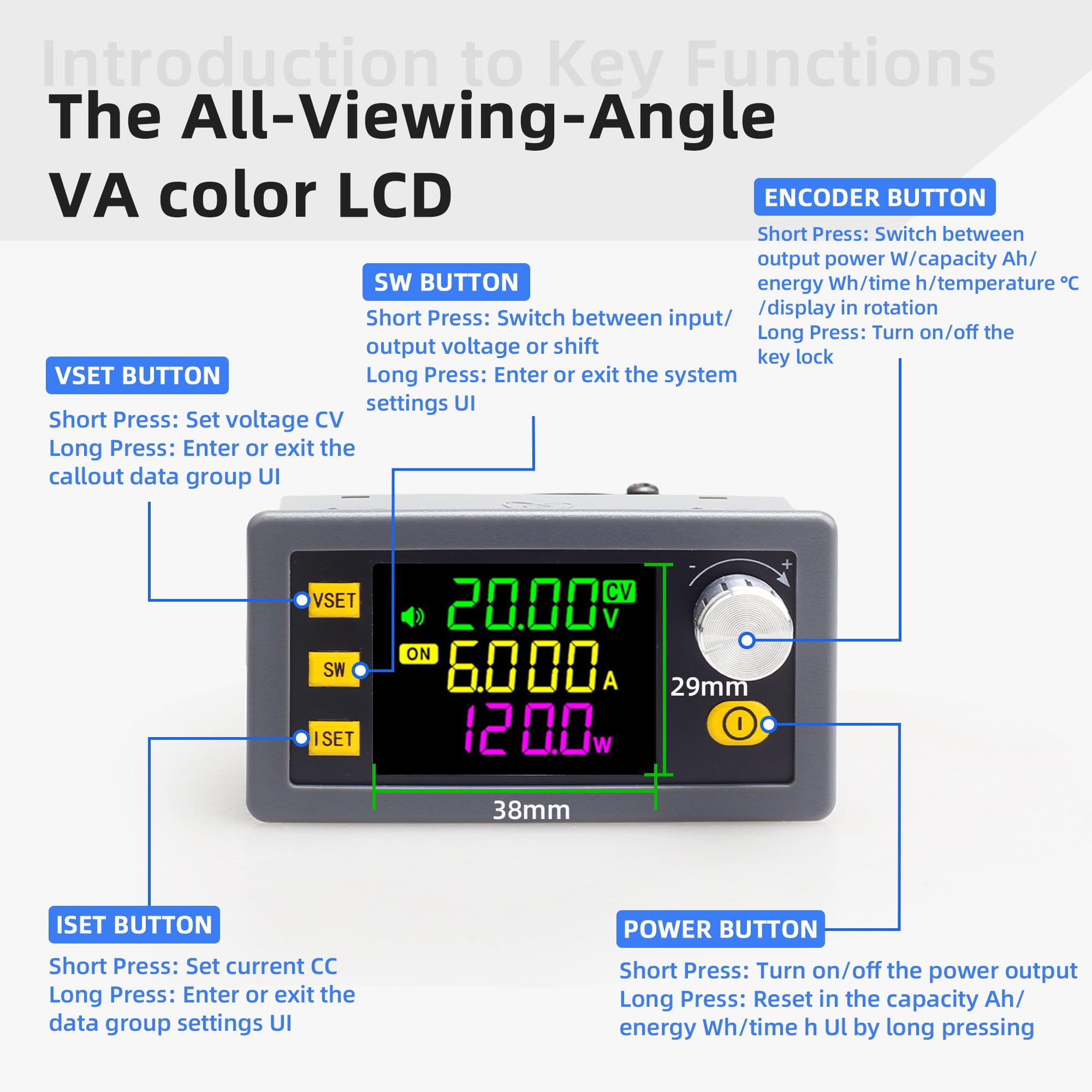 Sk 120 120W Buck Boost Power Converter Cc Cv 6 36V To 0 36V With Color Display Dc To Dc Power Converter 5V 6V 12V 24V Power Modu