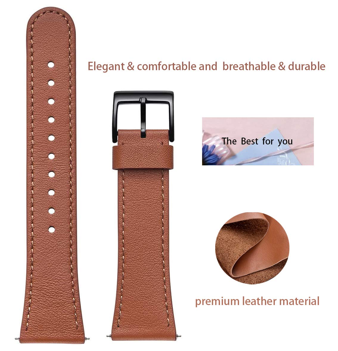 Wfeagl For Versa Band, Top Grain Leather Band Replacement Strap For Versa/Versa 2 /Versa Lite/Versa Se Fitness Smart Watch (Brow