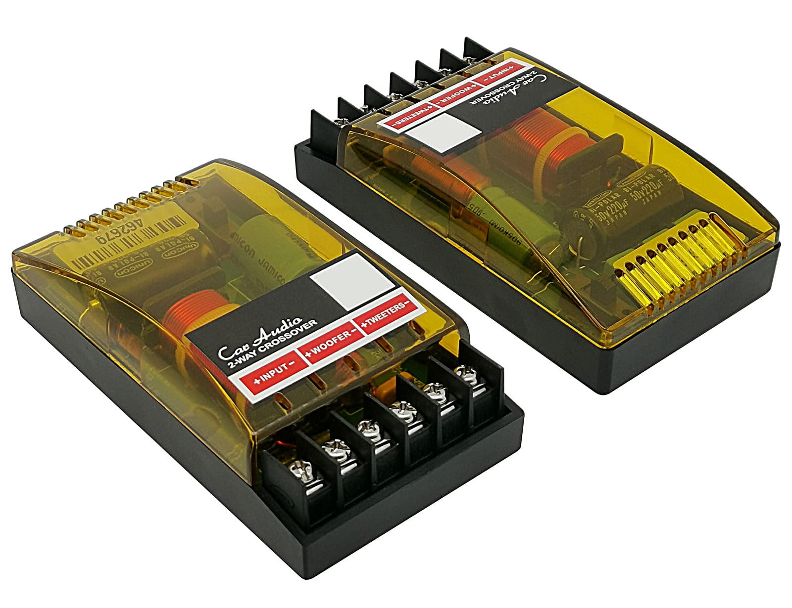 Hiqltyla 2 Way Speaker Crossover For Car Audio, Weah 2002, 220 Watts 2/4 / 6 Ohm Passive Crossover For Car Audio Tweeter   2 Pac