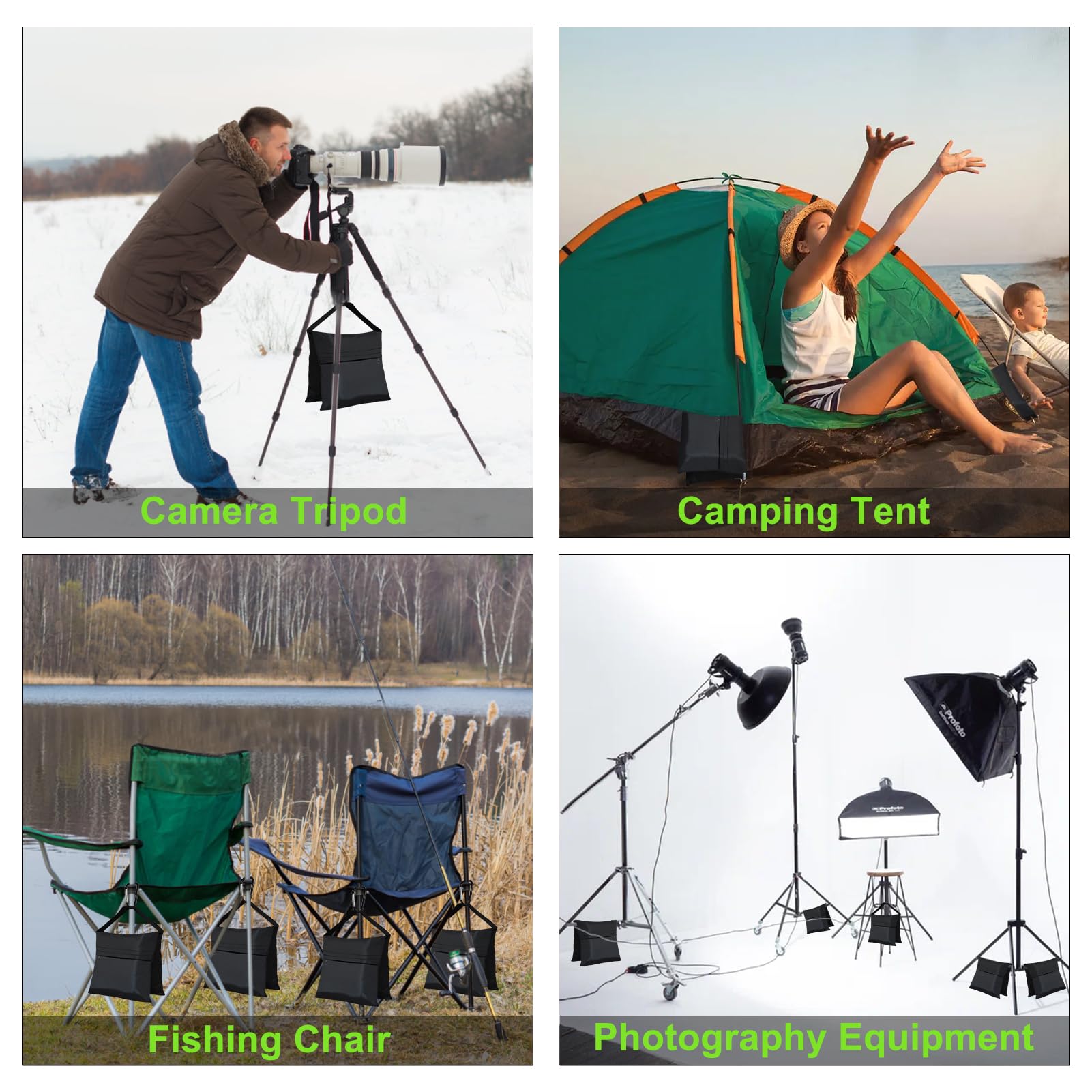 Eurmax Usa Photography Sand Weight Bags Heavy Duty Saddlebags For Photography Video Equipments, Backdrop Stand, Light Stand,Phot