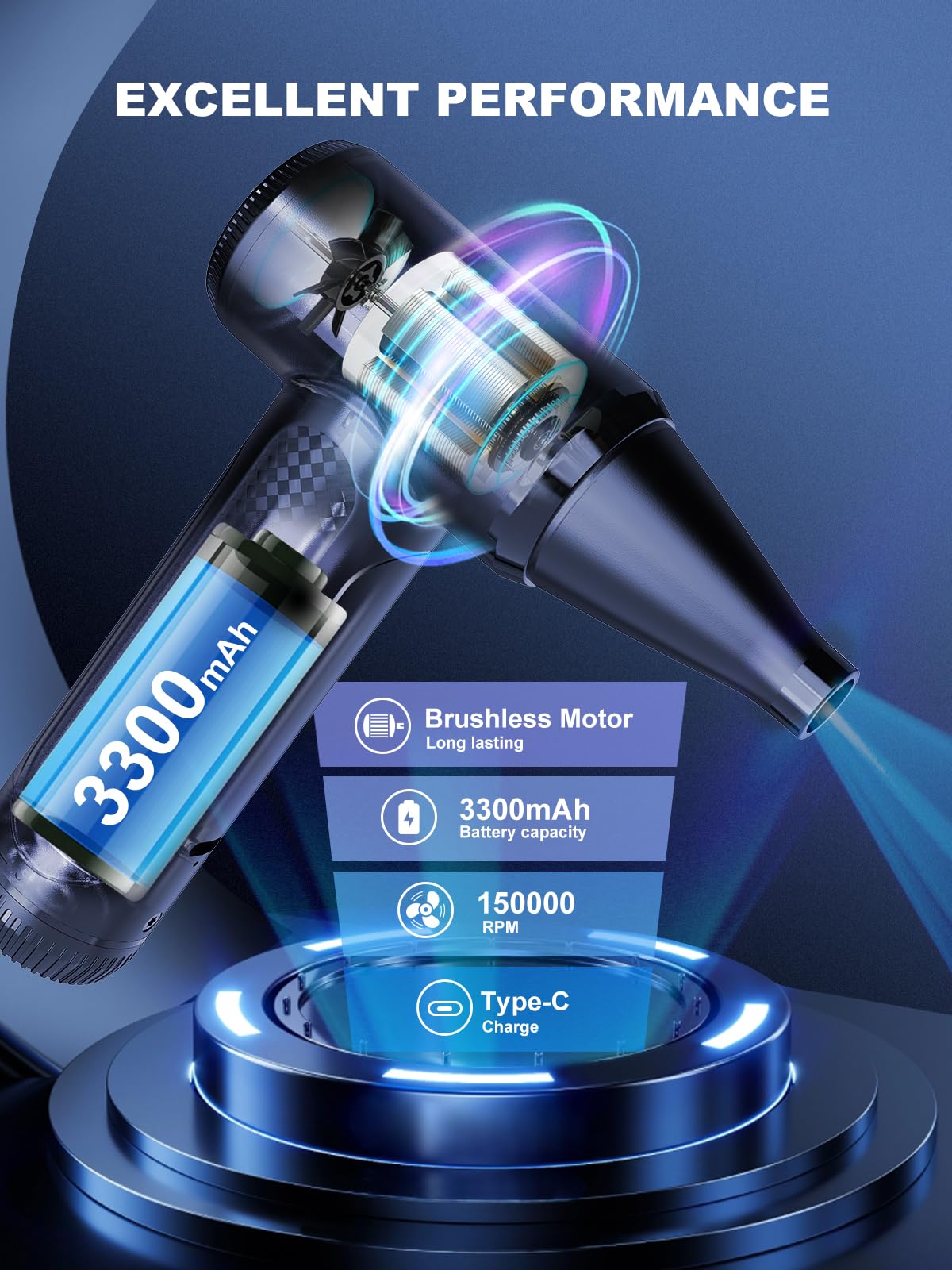 Dowylik Compressed Air Duster, 150000Rpm Stepless Speed Electric Air Duster Mini Air Blower, Rechargeable Good Replacement Canne